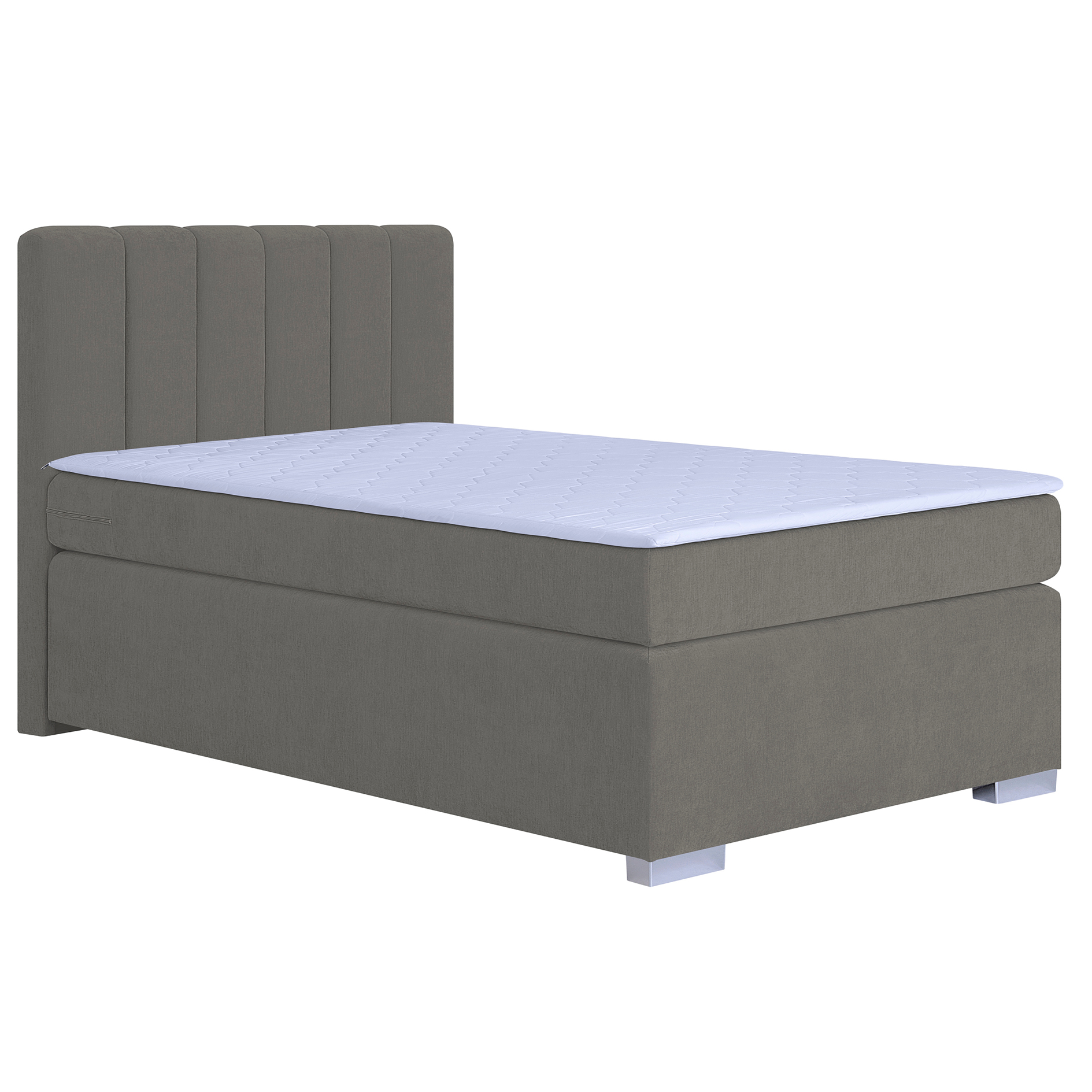 Boxspringbett - ash grau - Federkernmatratze - mit Topper - 120x200 cm