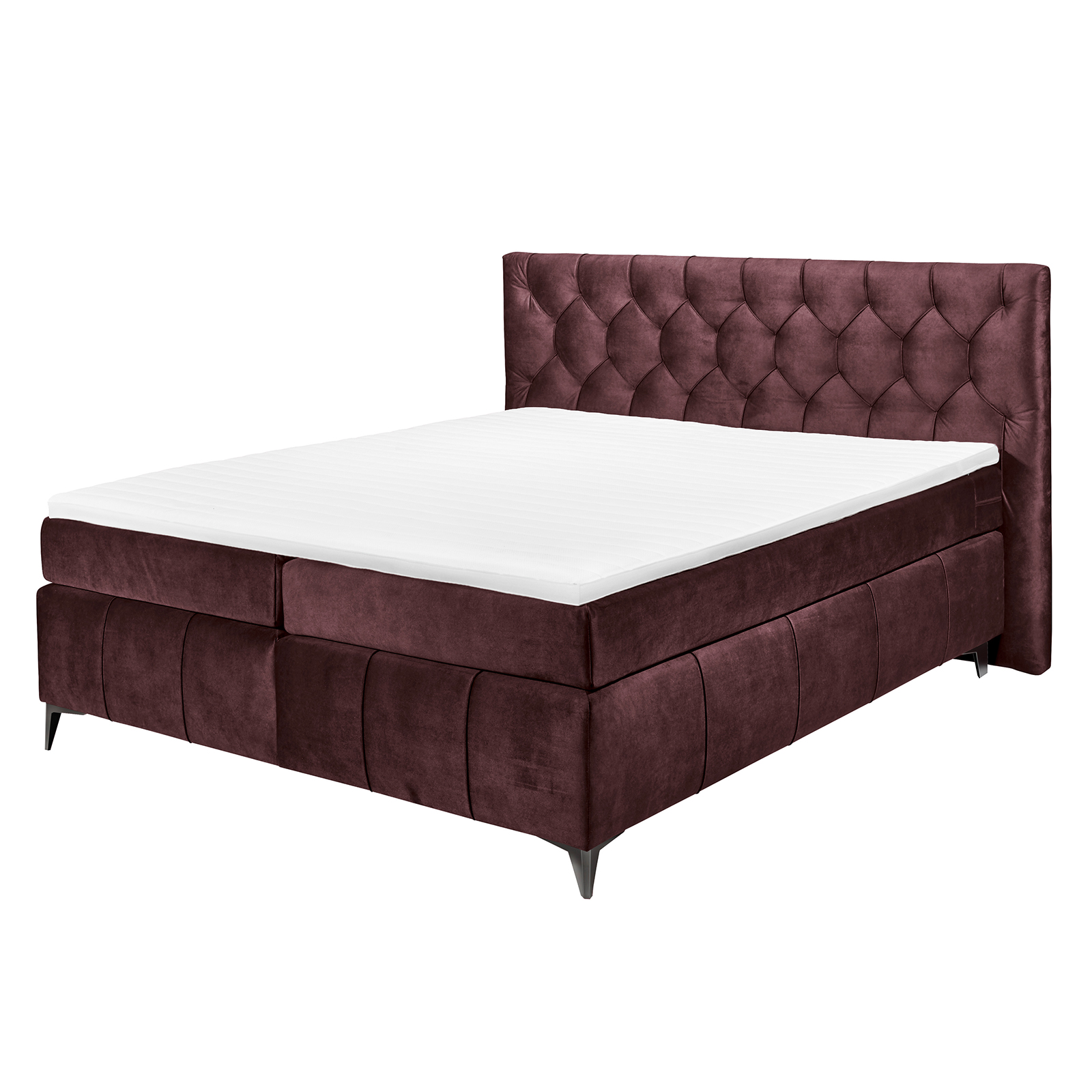 Boxspringbett - aubergine - Tonnentaschenfederkern - H2 - 160x200 cm