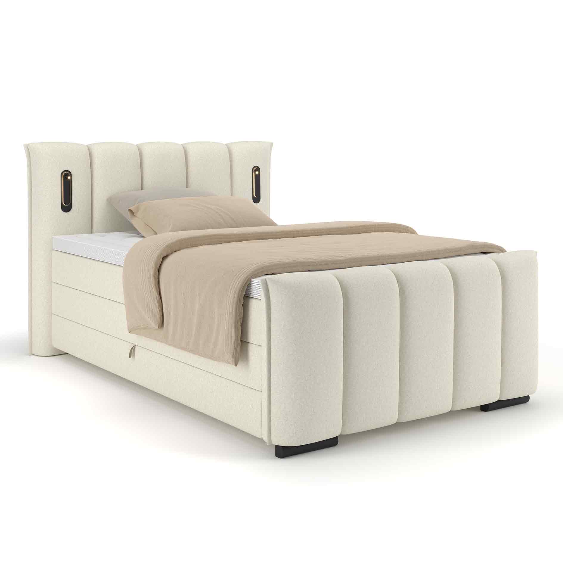 Boxspringbett - beige - H2/H3 - inklusive Topper - 120x200 cm