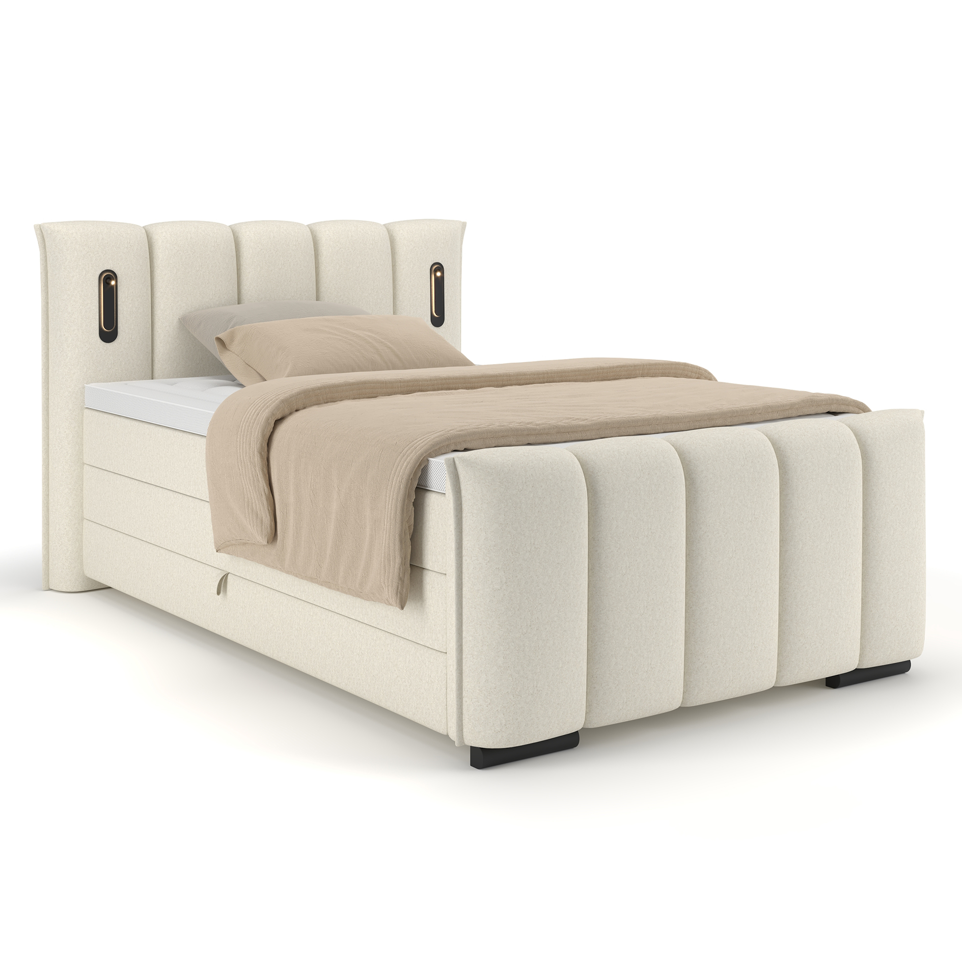 Boxspringbett - beige - H2/H3 - inklusive Topper - 140x200 cm