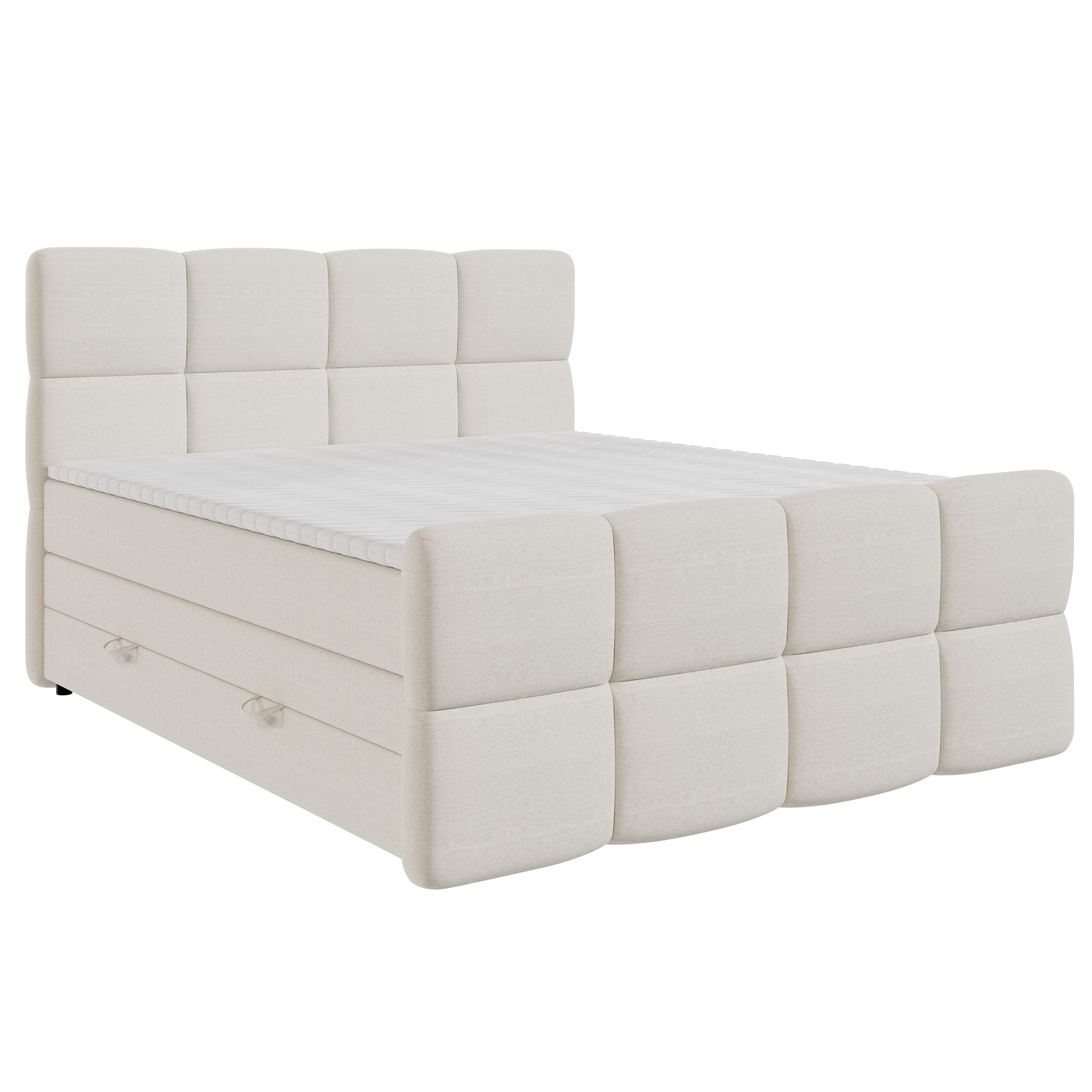 Boxspringbett - beige - H2/H3 - mit Bettkasten - 140x200 cm