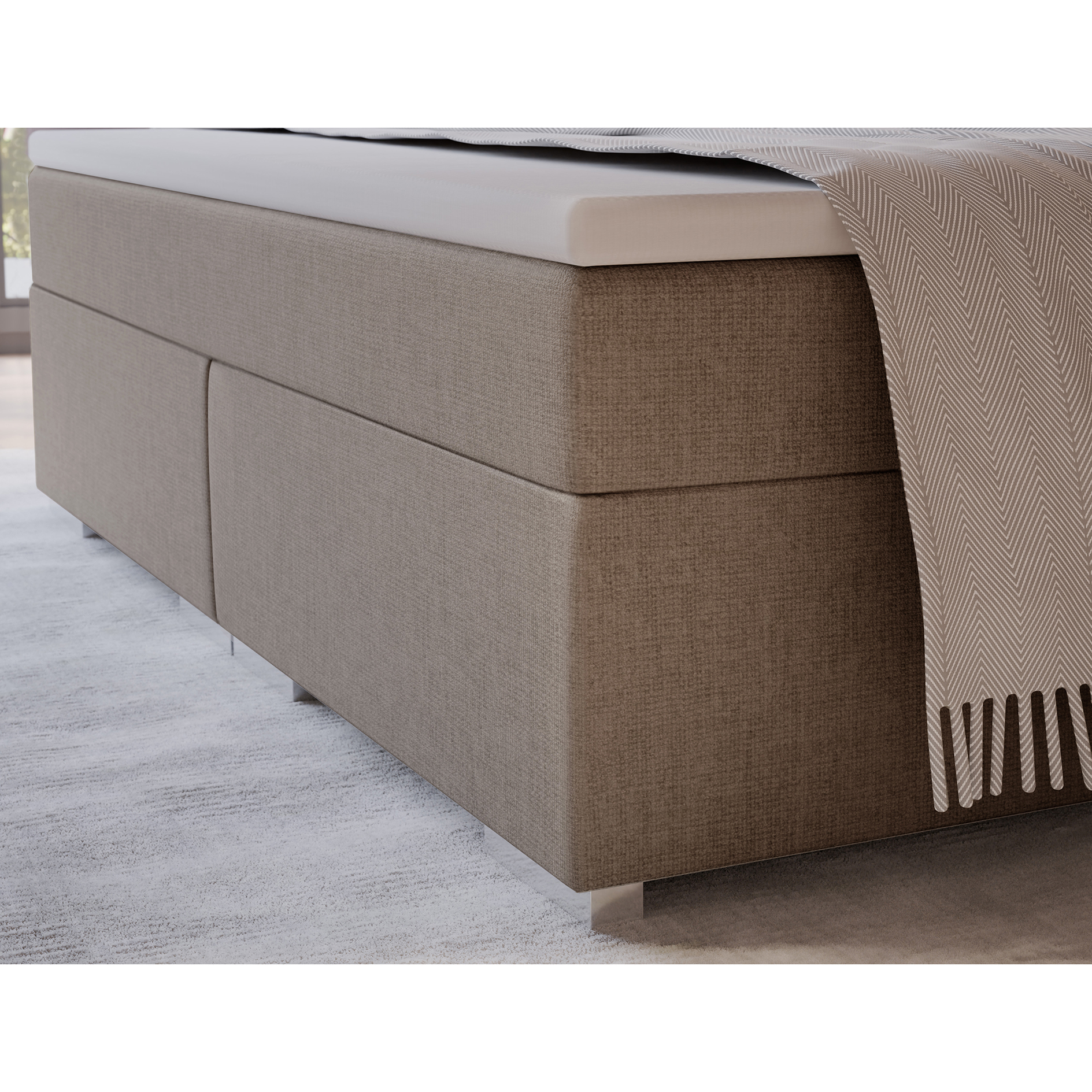 Boxspringbett - beige - H2/H3 - mit Topper - 160x200 cm