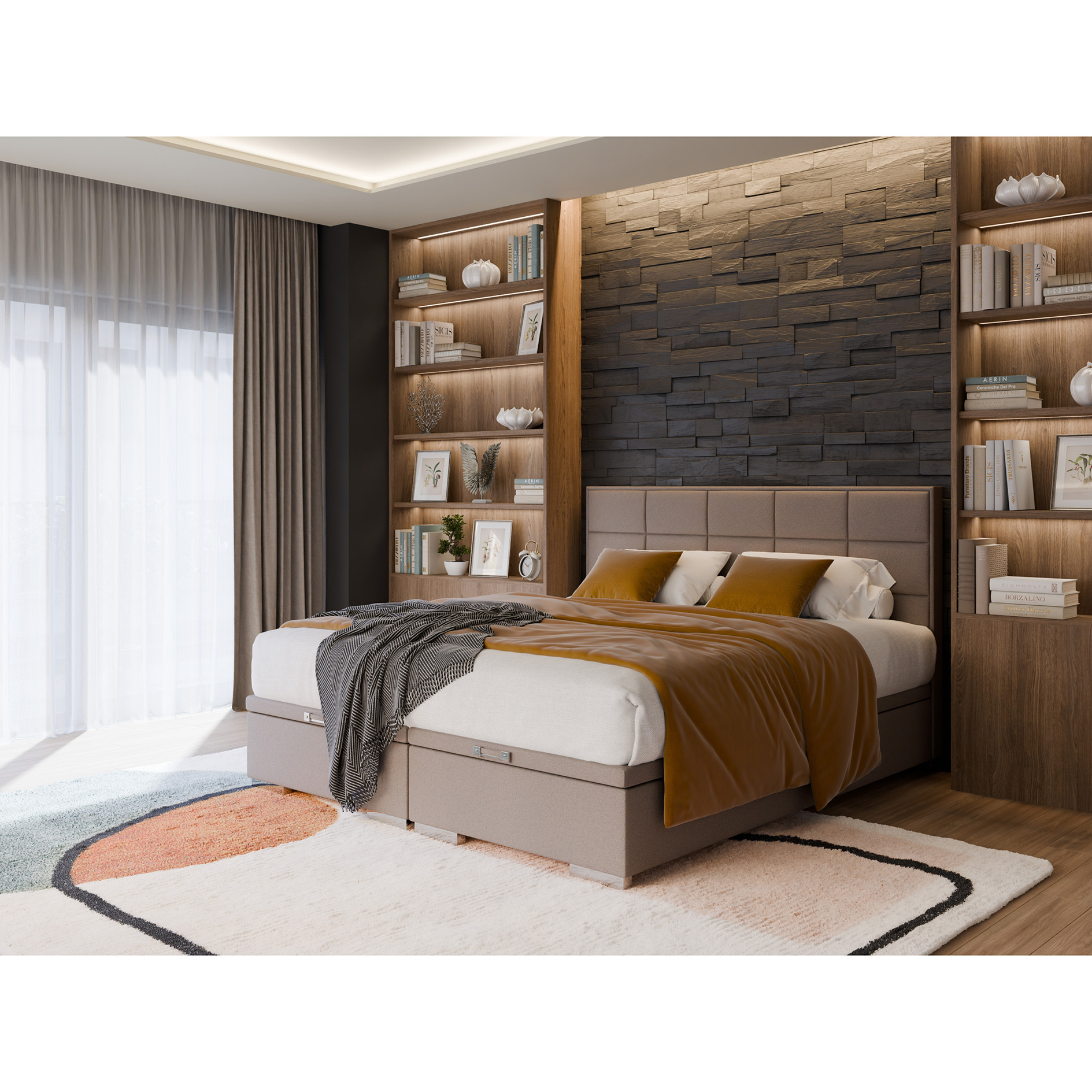 Boxspringbett - beige - H3 - 160x200 cm