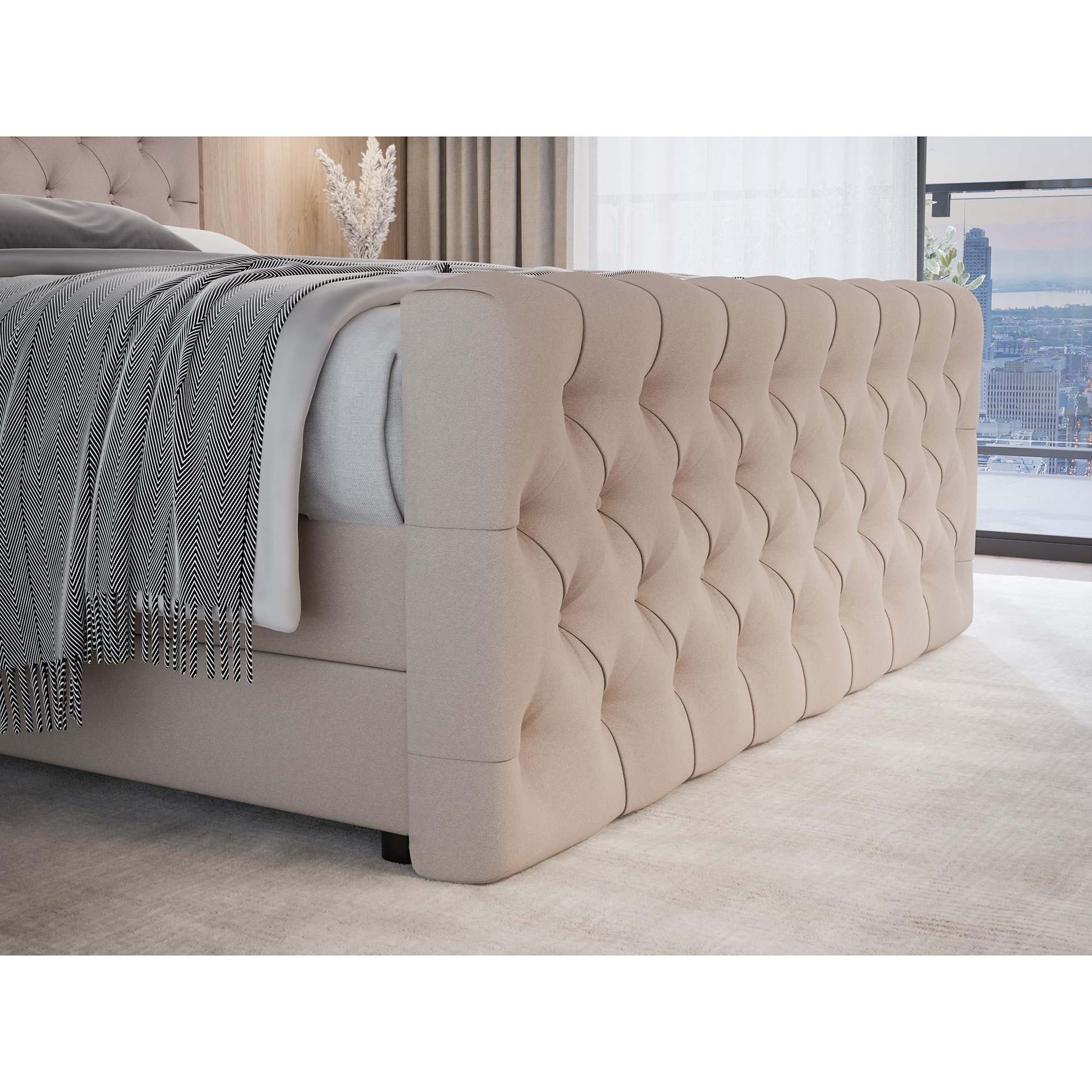 Boxspringbett - beige - H3 - 160x200 cm 