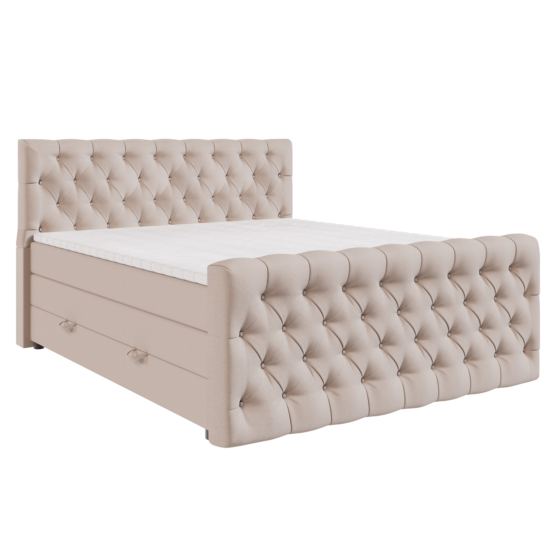 Boxspringbett - beige - H3 - 200x 200 cm