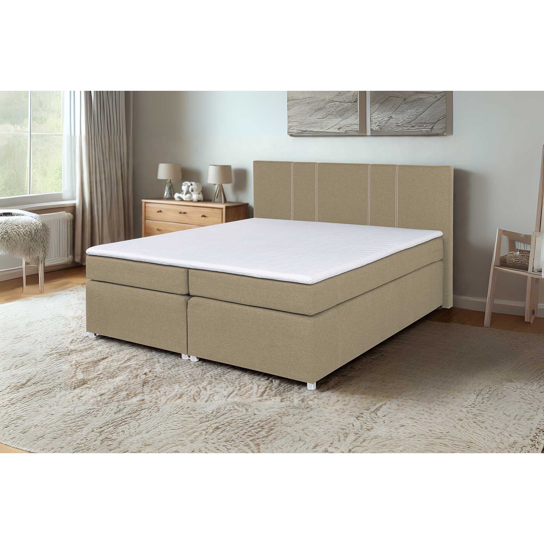 Boxspringbett - beige - H3 - Bonell-Federkern - 180x200 cm