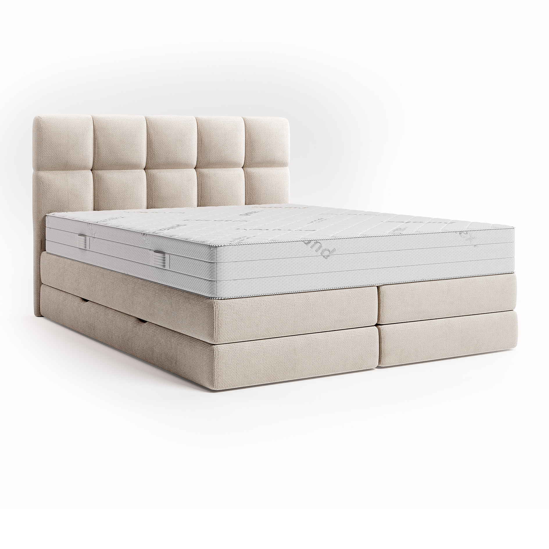 Boxspringbett - beige - H3 - mit Bettkasten - 160x200 cm