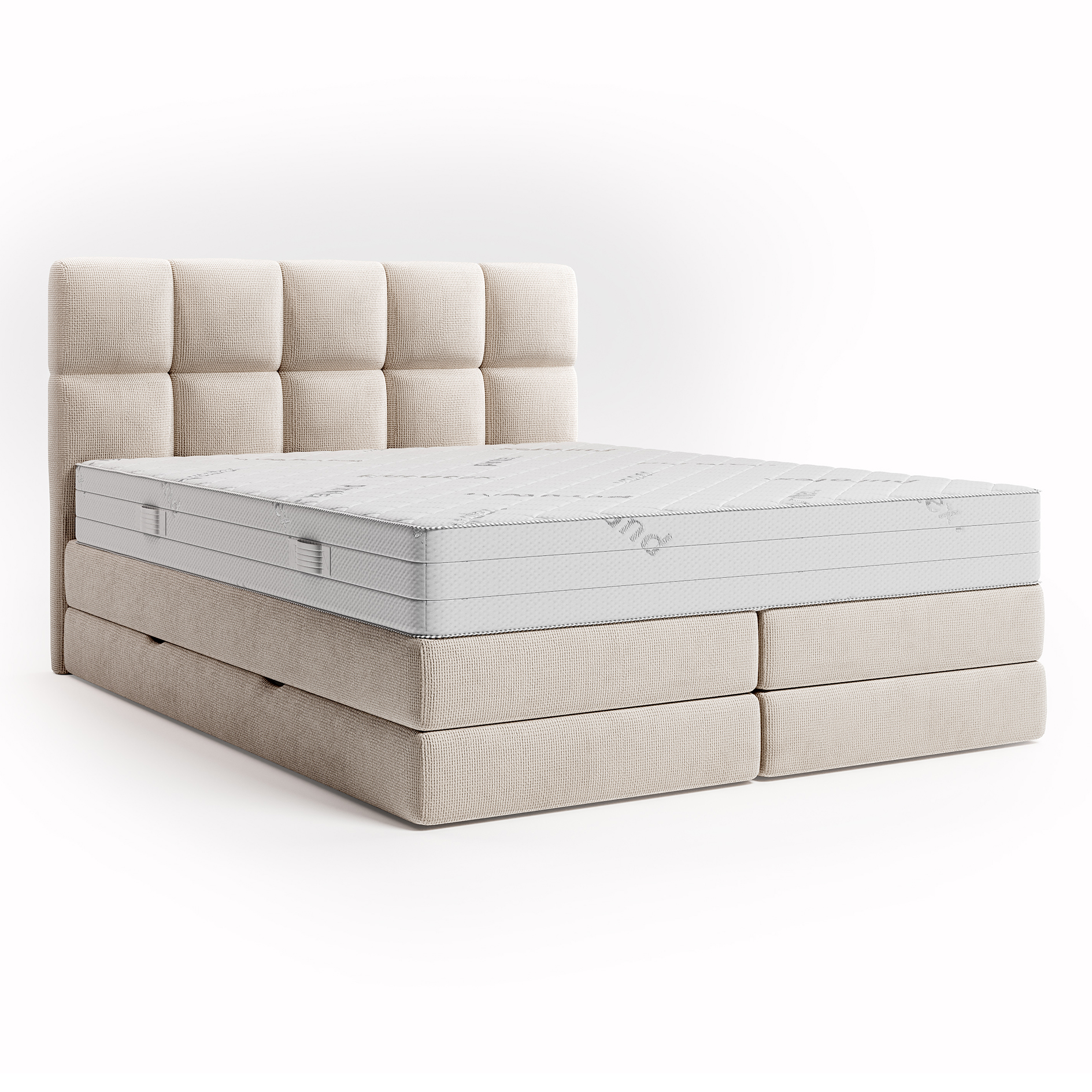 Boxspringbett - beige - H3 - mit Bettkasten - 180x200 cm