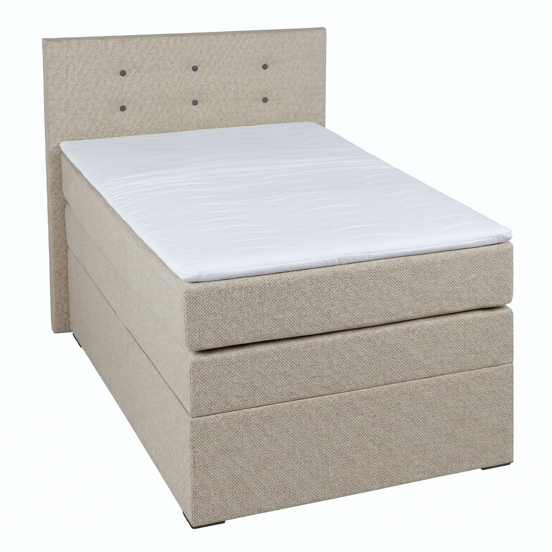 Boxspringbett - beige - H3 - mit Topper - 90x200 cm