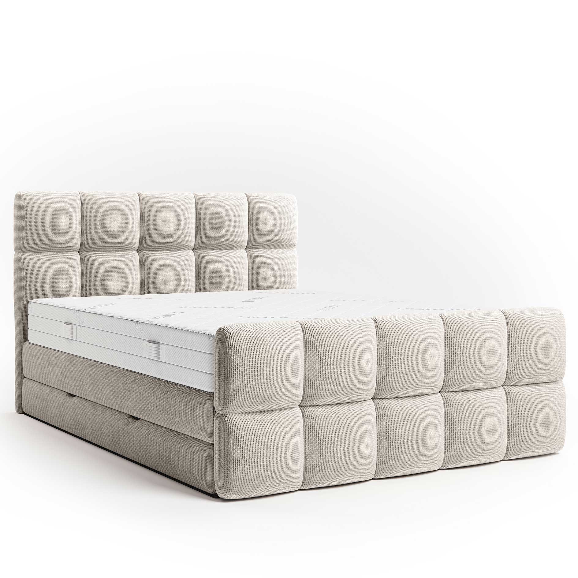 Boxspringbett - beige - H3 - Staukasten - 180x200 cm