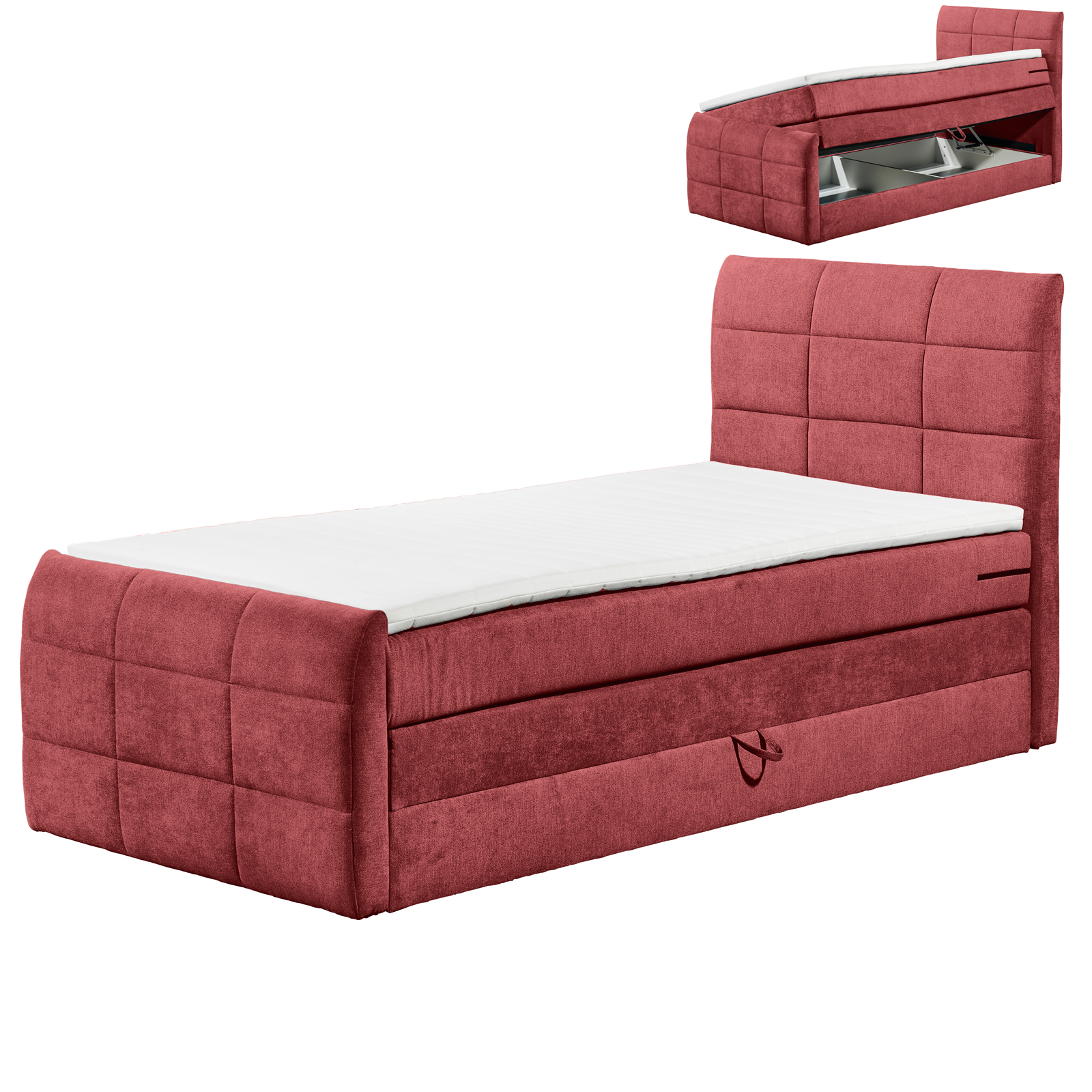 Boxspringbett - berry - H2 - 120x200 cm