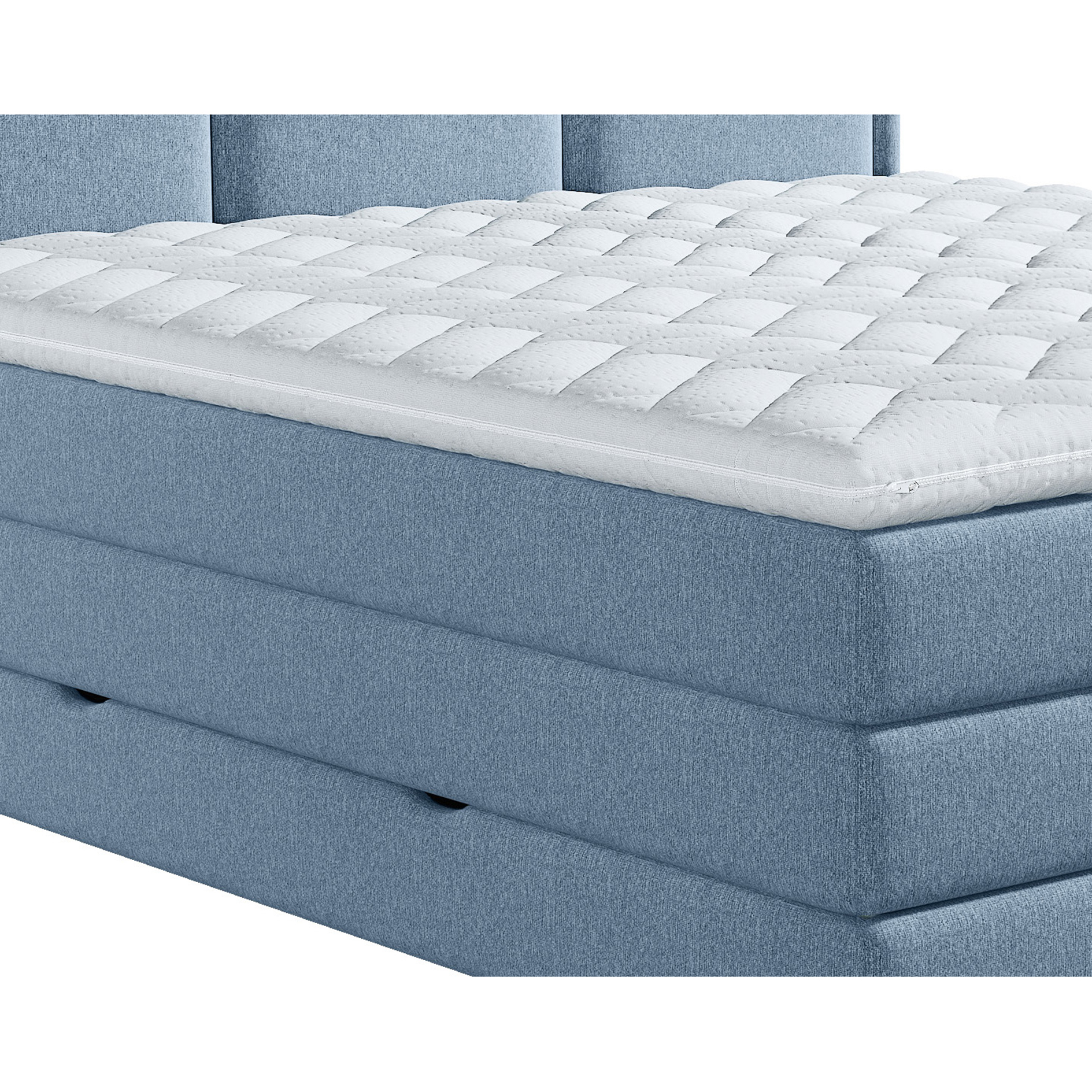 Boxspringbett - blau - H3/H4 - Bettkasten - inklusive Topper - 140 x 200 cm 