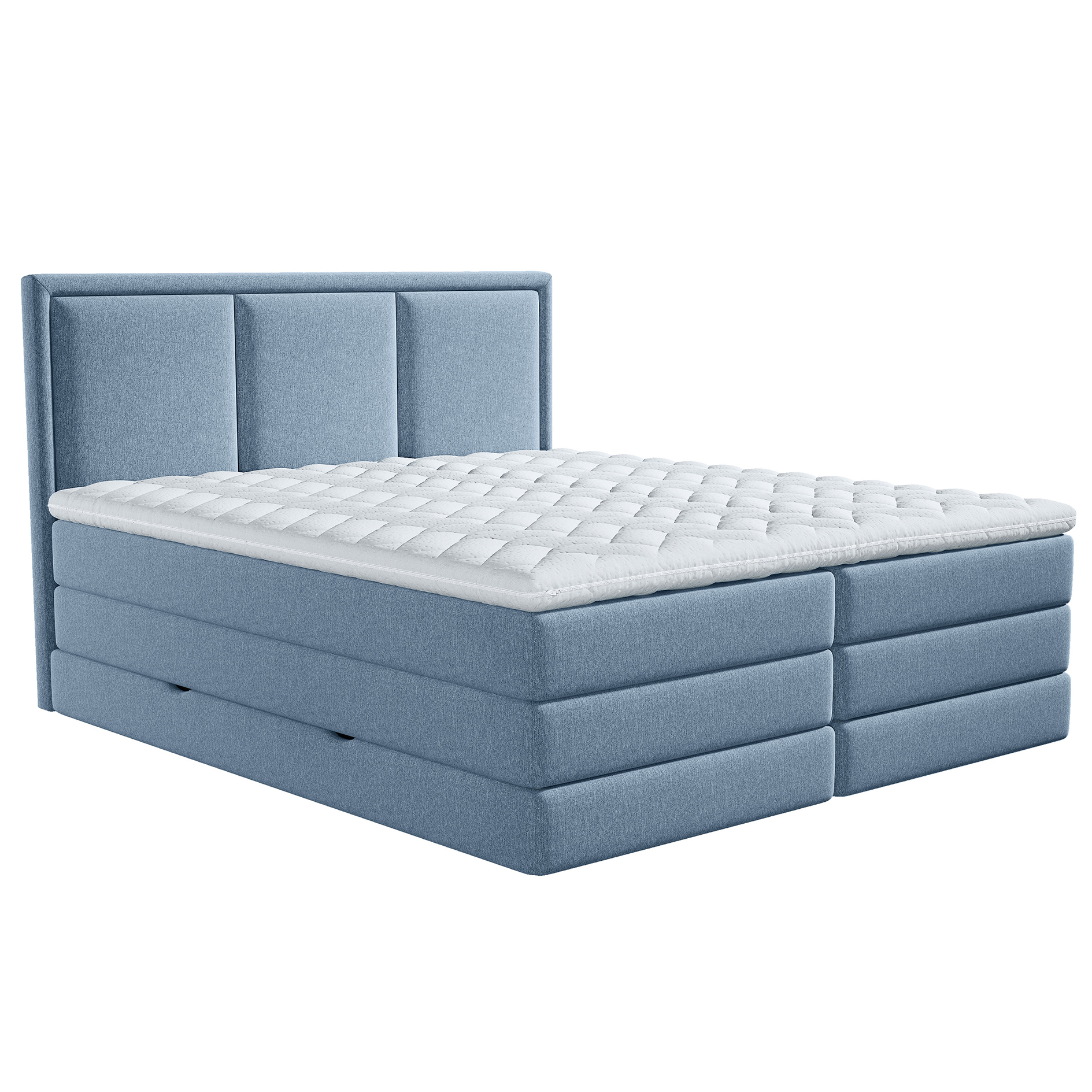 Boxspringbett - blau - H3/H4 - Bettkasten - inklusive Topper - 140 x 200 cm 