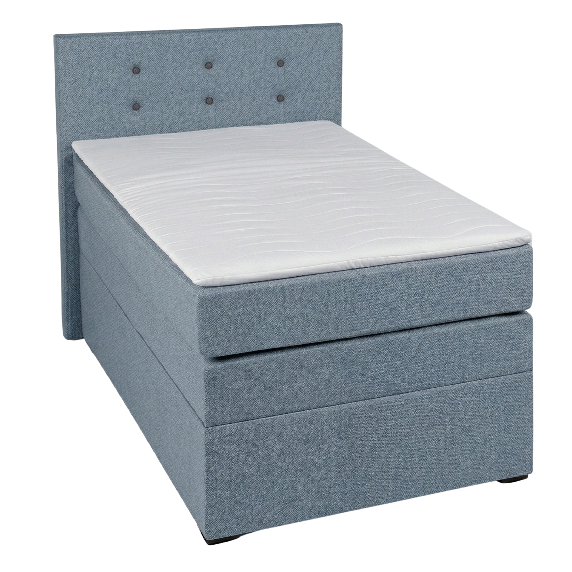 Boxspringbett - blau - H3 - mit Topper - 90x200 cm