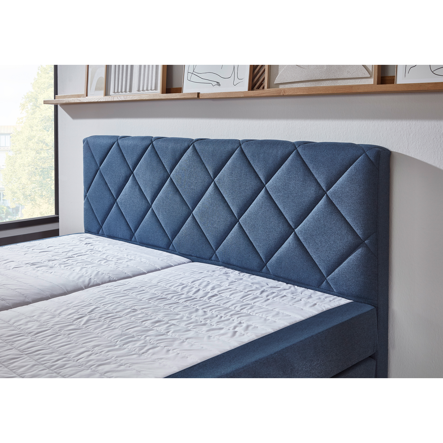 Boxspringbett - blau - Universalhärtegrad - 140x200 cm