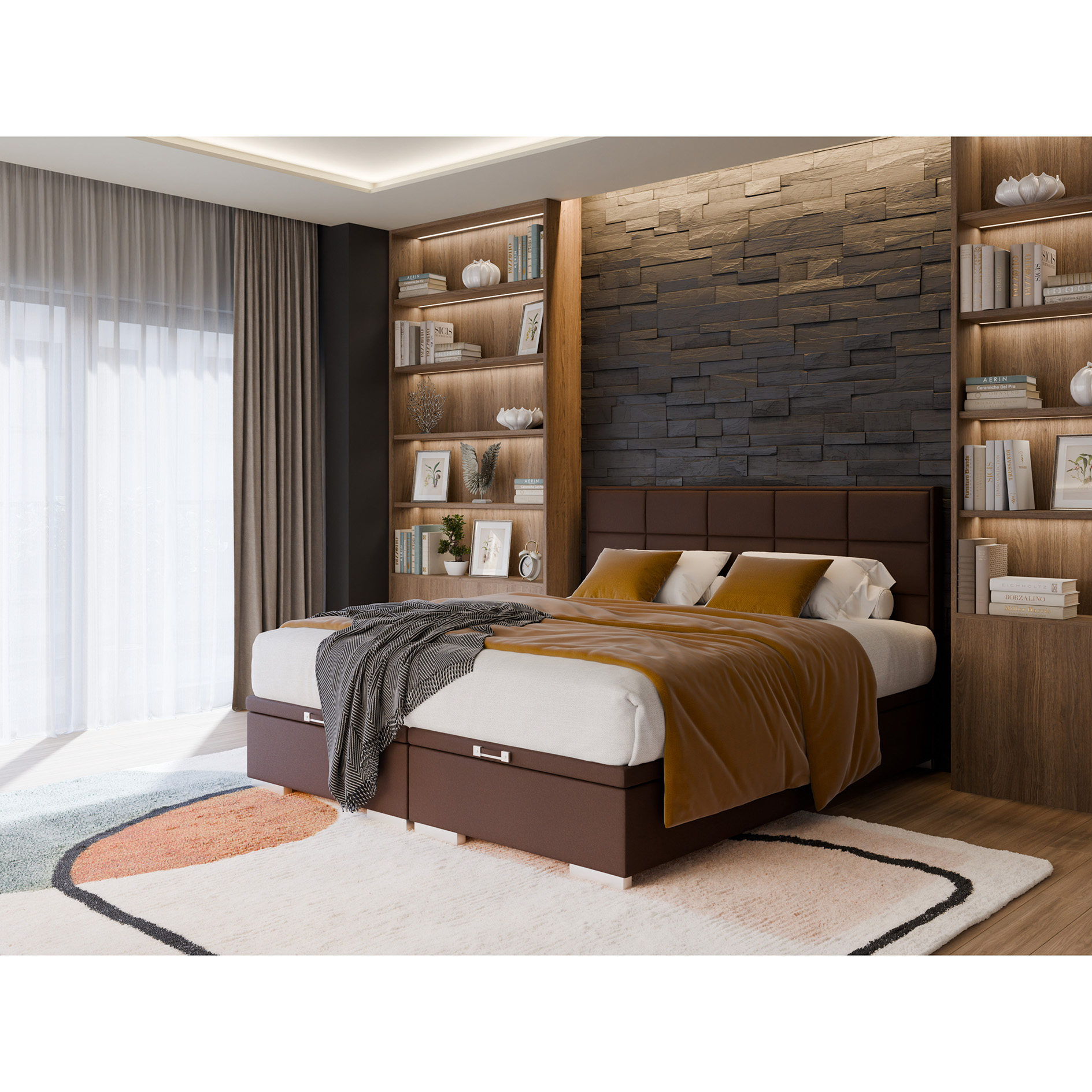 Boxspringbett - braun - H3 - 180x200 cm