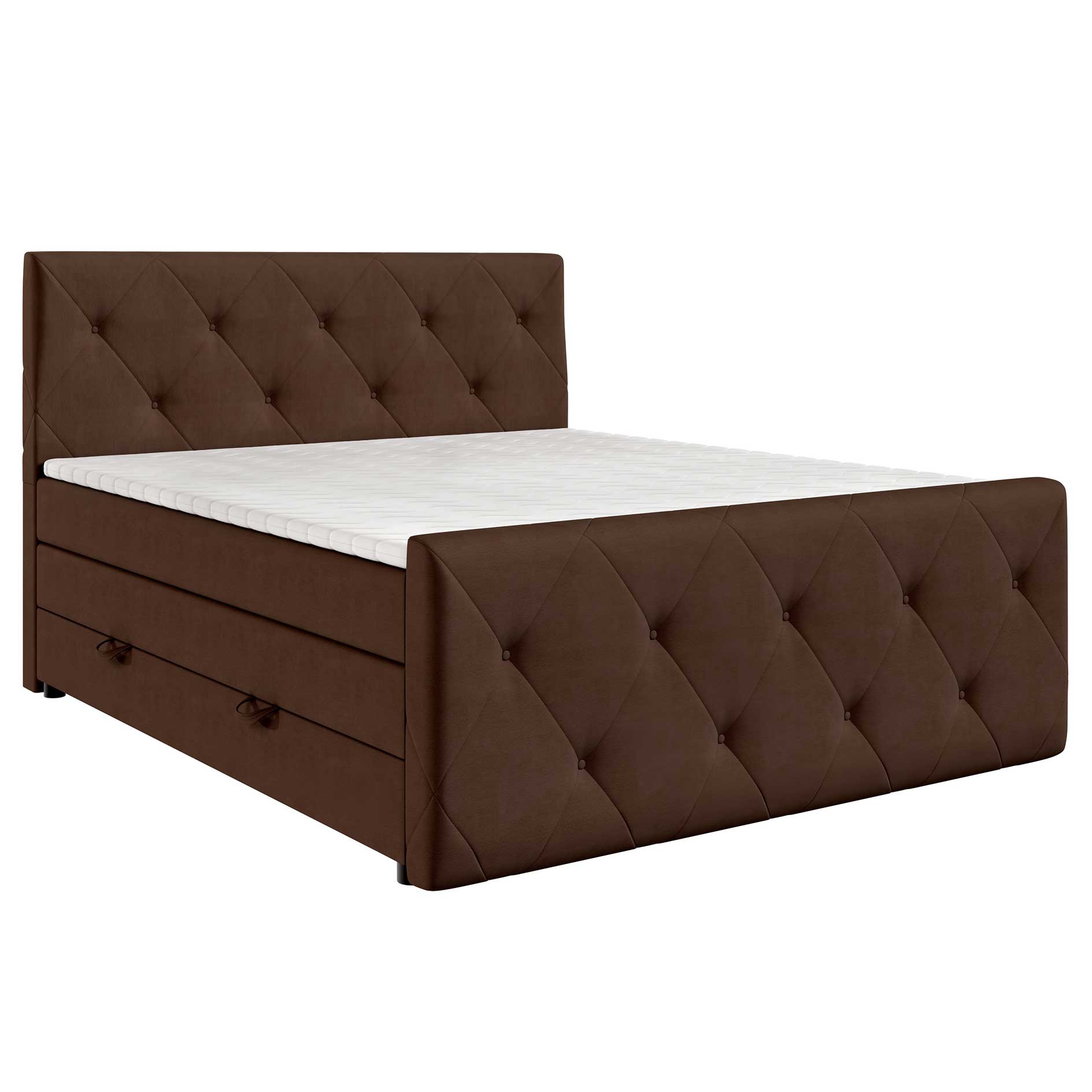 Boxspringbett - braun - H3 - mit Bettkasten - 140x200 cm