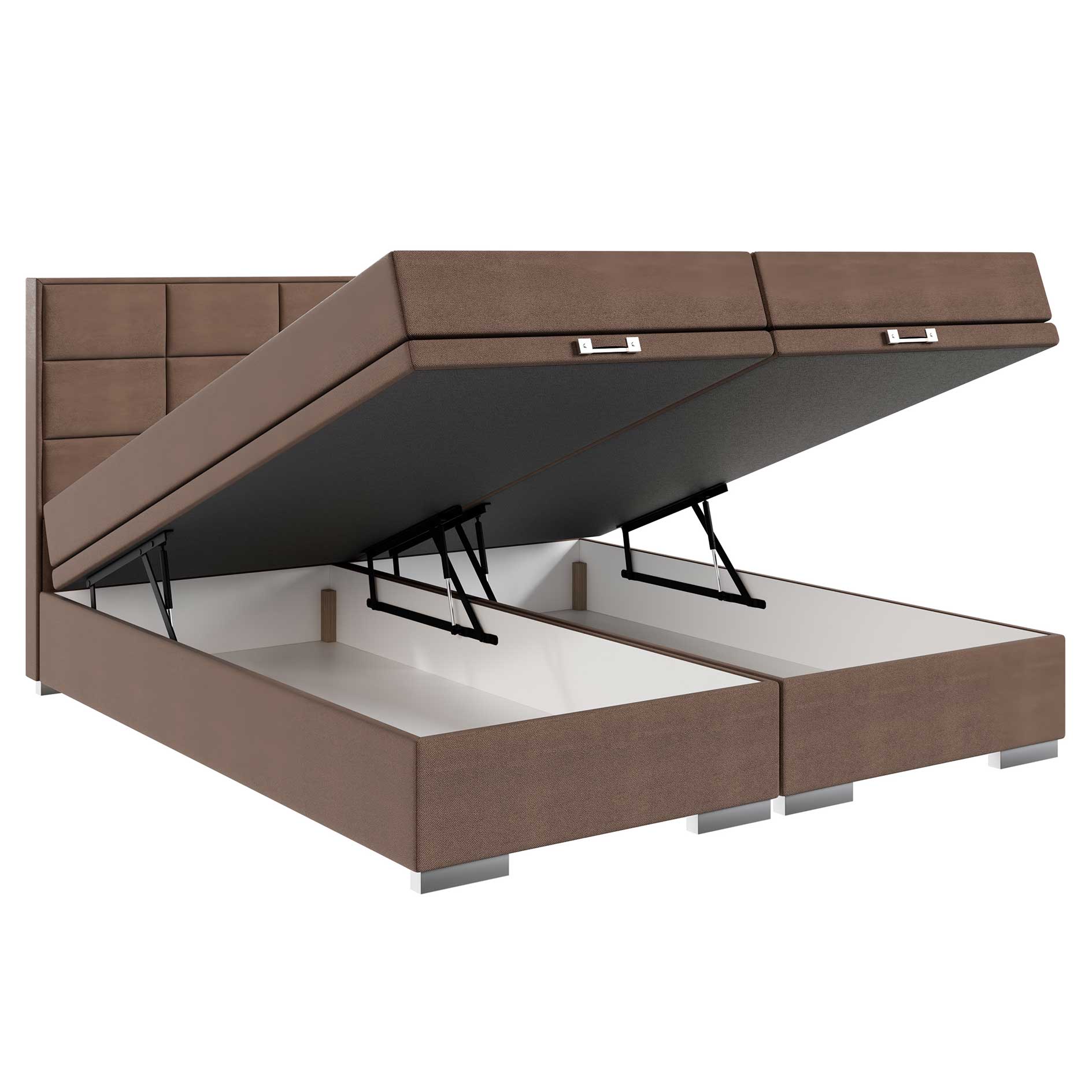 Boxspringbett - braun - H3 - mit Bettkasten - 160x200 cm