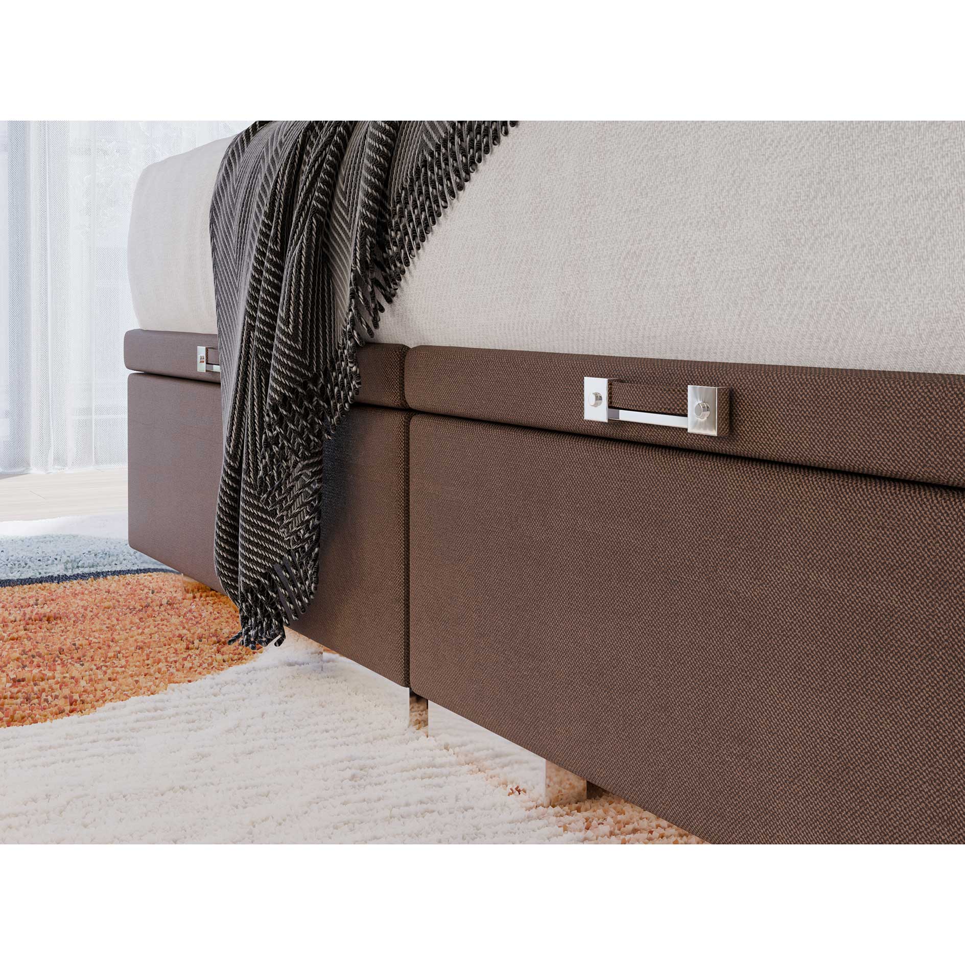 Boxspringbett - braun - H3 - mit Bettkasten - 160x200 cm