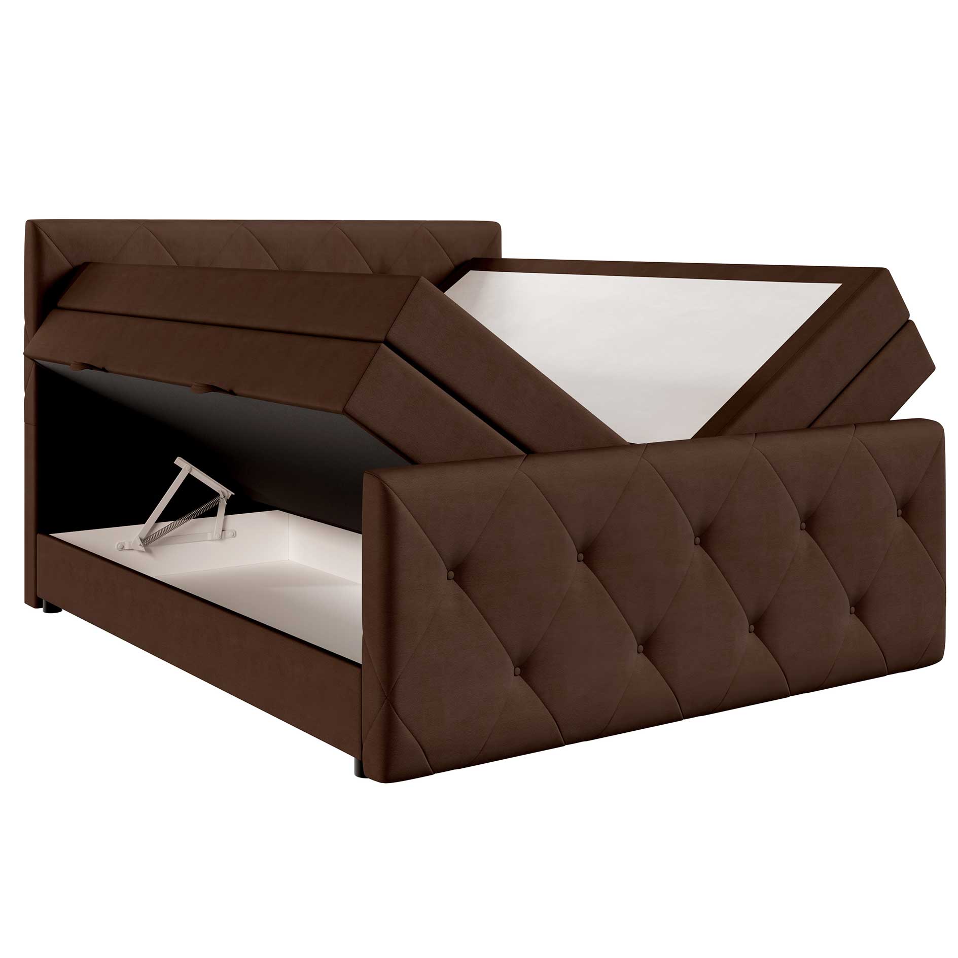 Boxspringbett - braun - H3 - mit Bettkasten - 180x200 cm