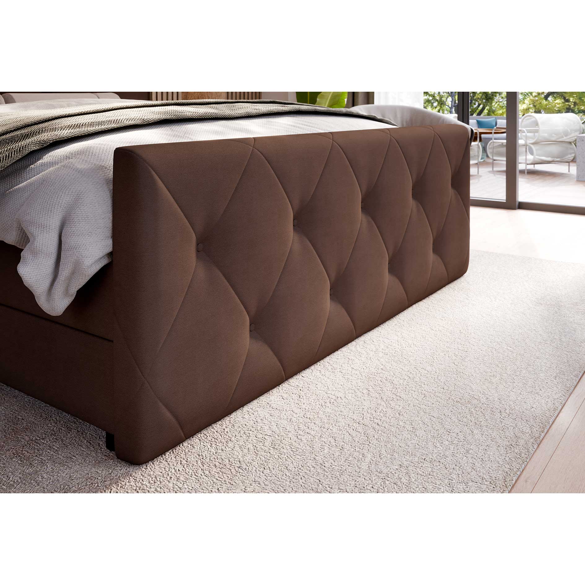 Boxspringbett - braun - H3 - mit Bettkasten - 180x200 cm