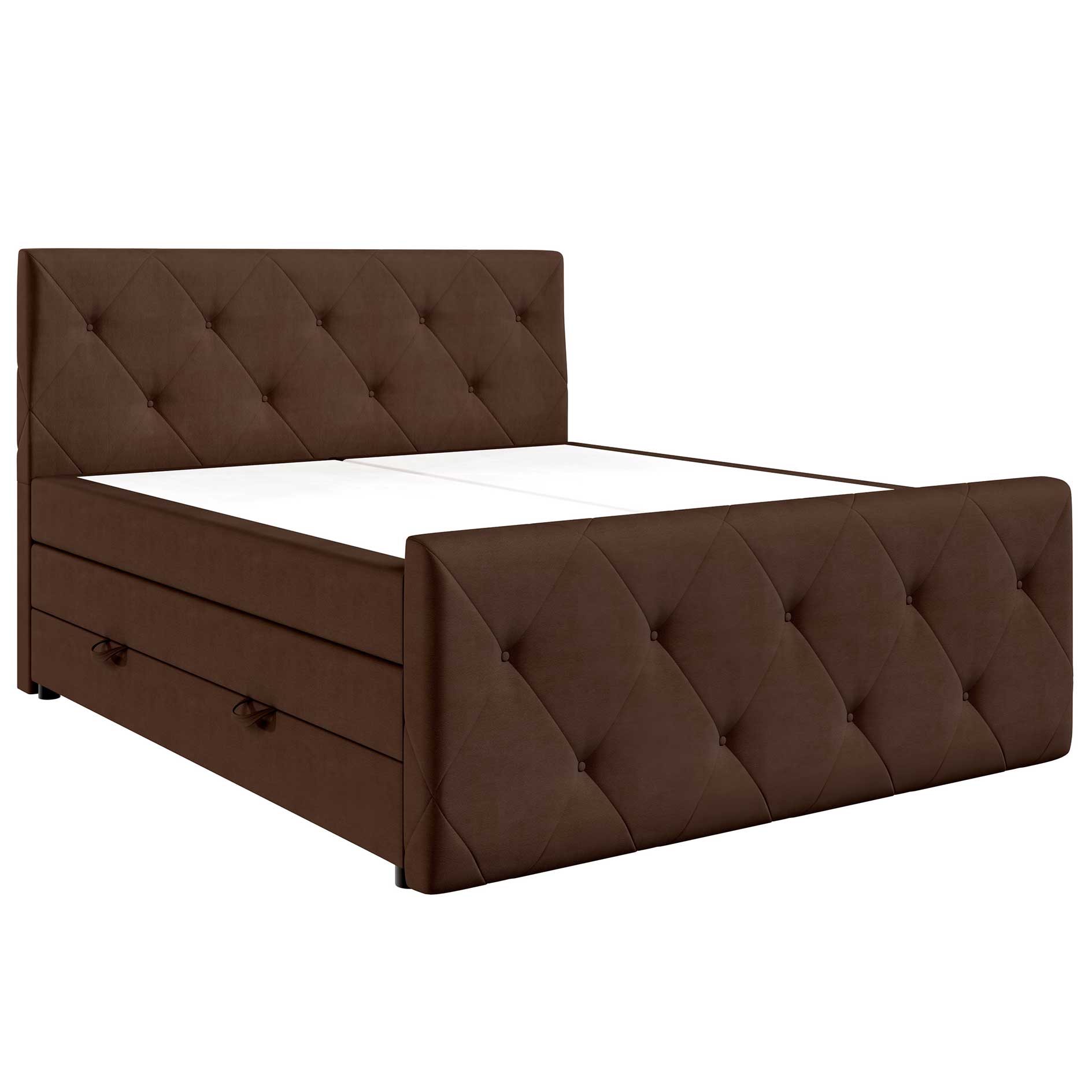 Boxspringbett - braun - H3 - mit Bettkasten - 180x200 cm