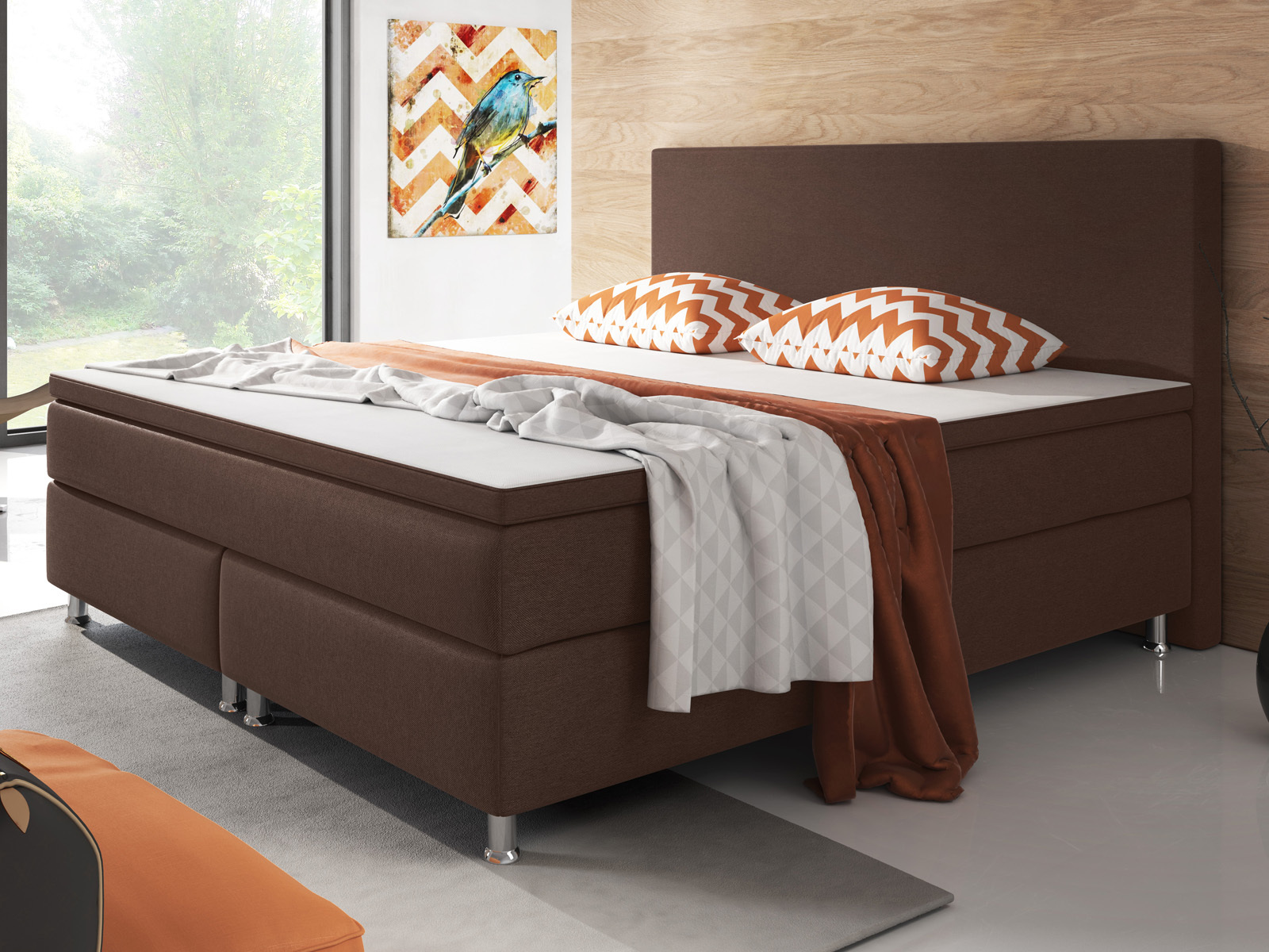 Boxspringbett - braun - mit Topper - H3 - 180x200 cm