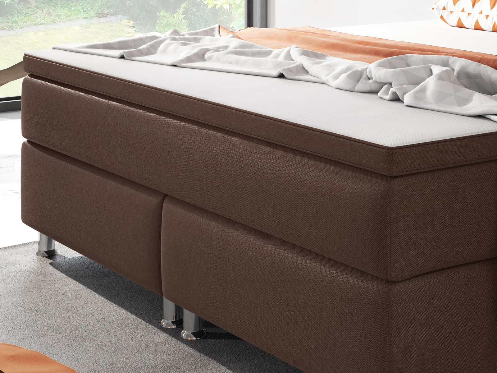 Boxspringbett - braun - mit Topper - H3 - 180x200 cm