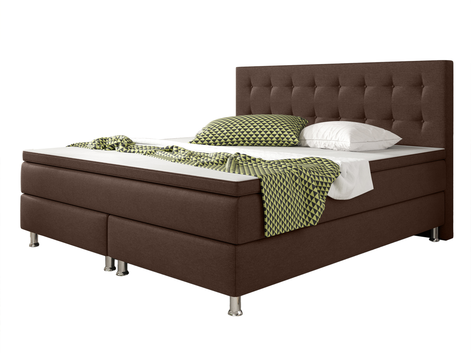 Boxspringbett - braun - mit Topper - H3 - 180x200 cm