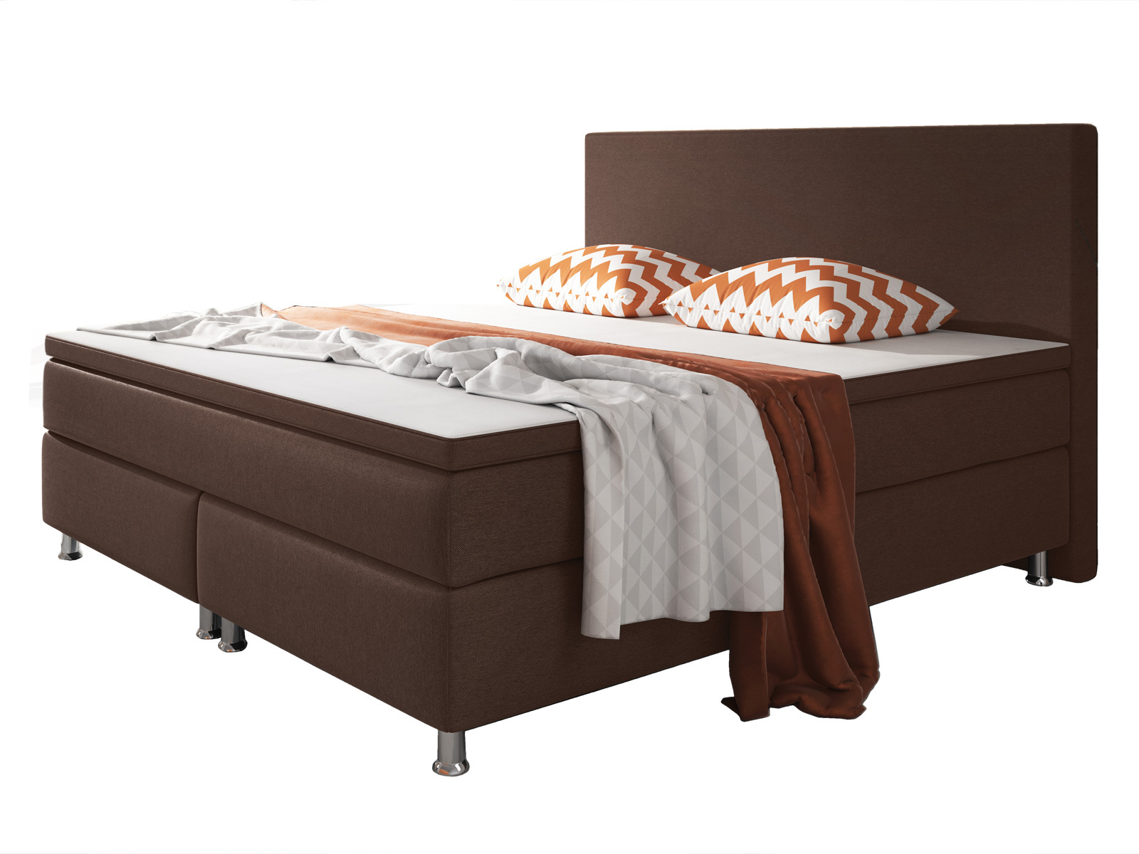 Boxspringbett - braun - mit Topper - H3 - 180x200 cm