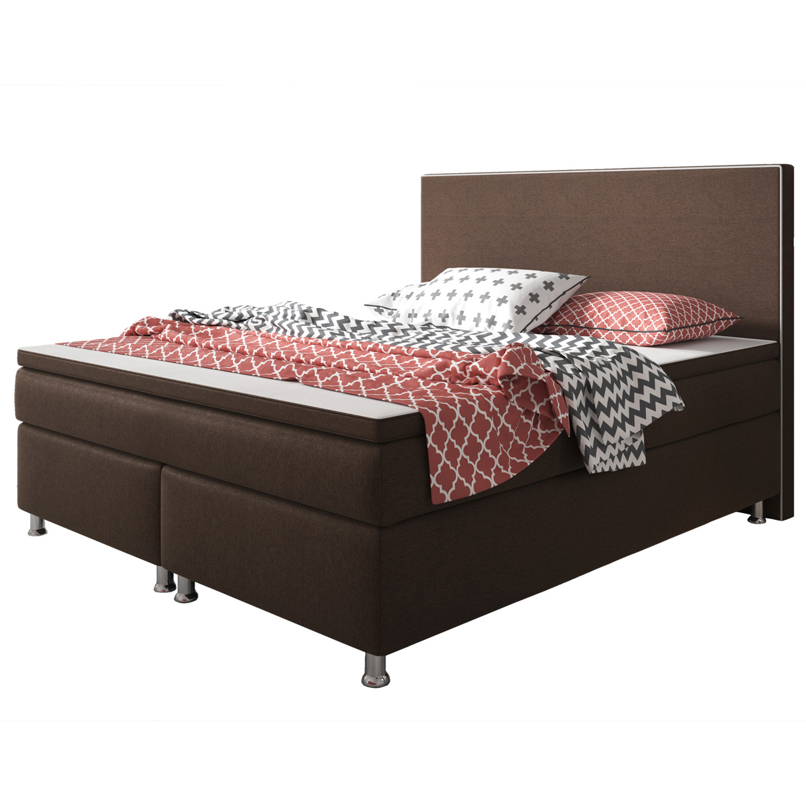 Boxspringbett - braun - mit Topper - H3 - 180x200 cm