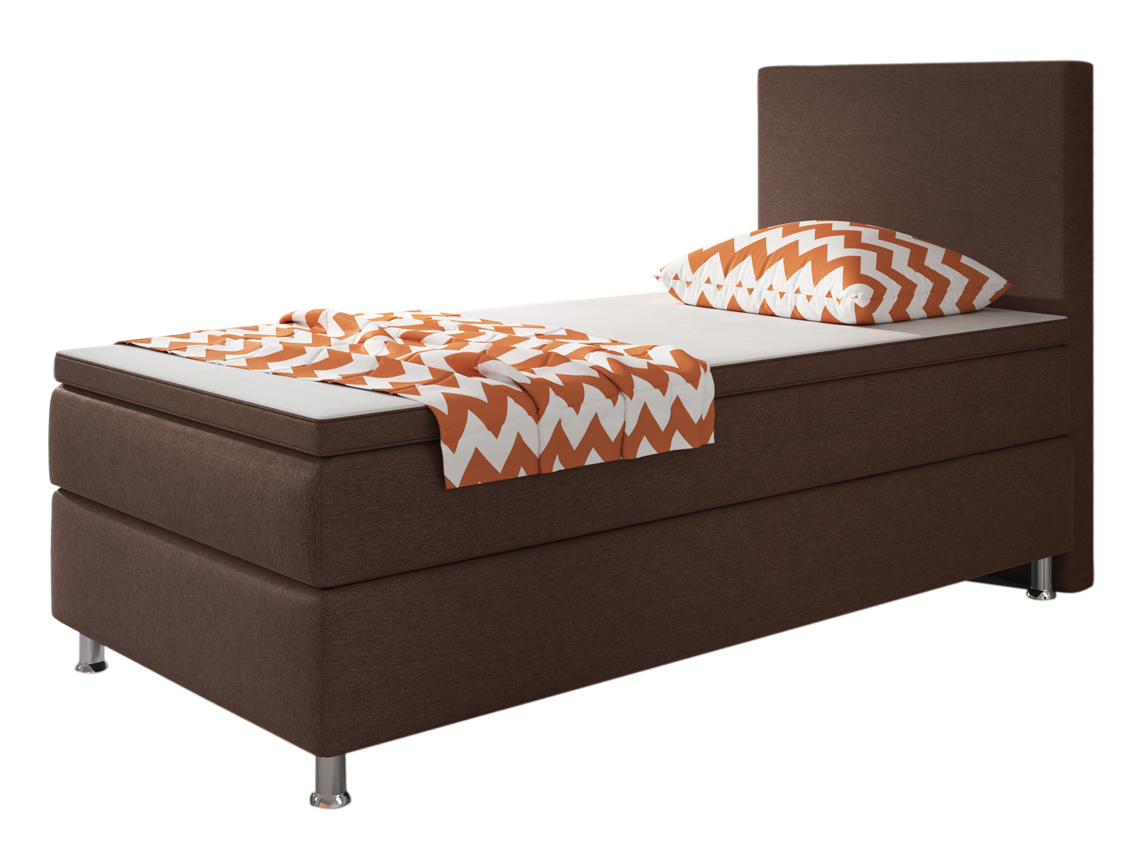Boxspringbett - braun - mit Topper - H3 - 90x200 cm