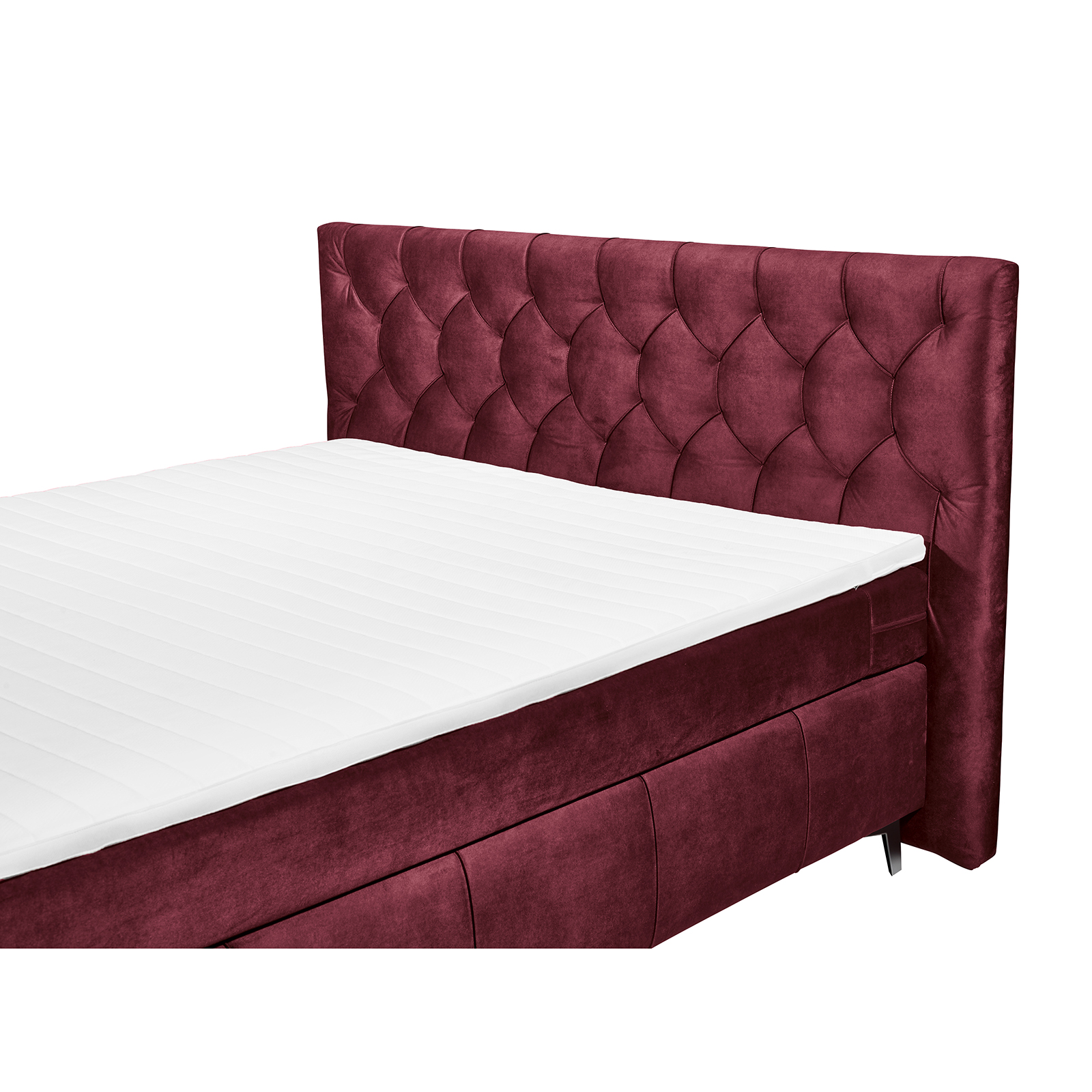  Boxspringbett - burgund - Tonnentaschenfederkern - H2 - 160x200 cm