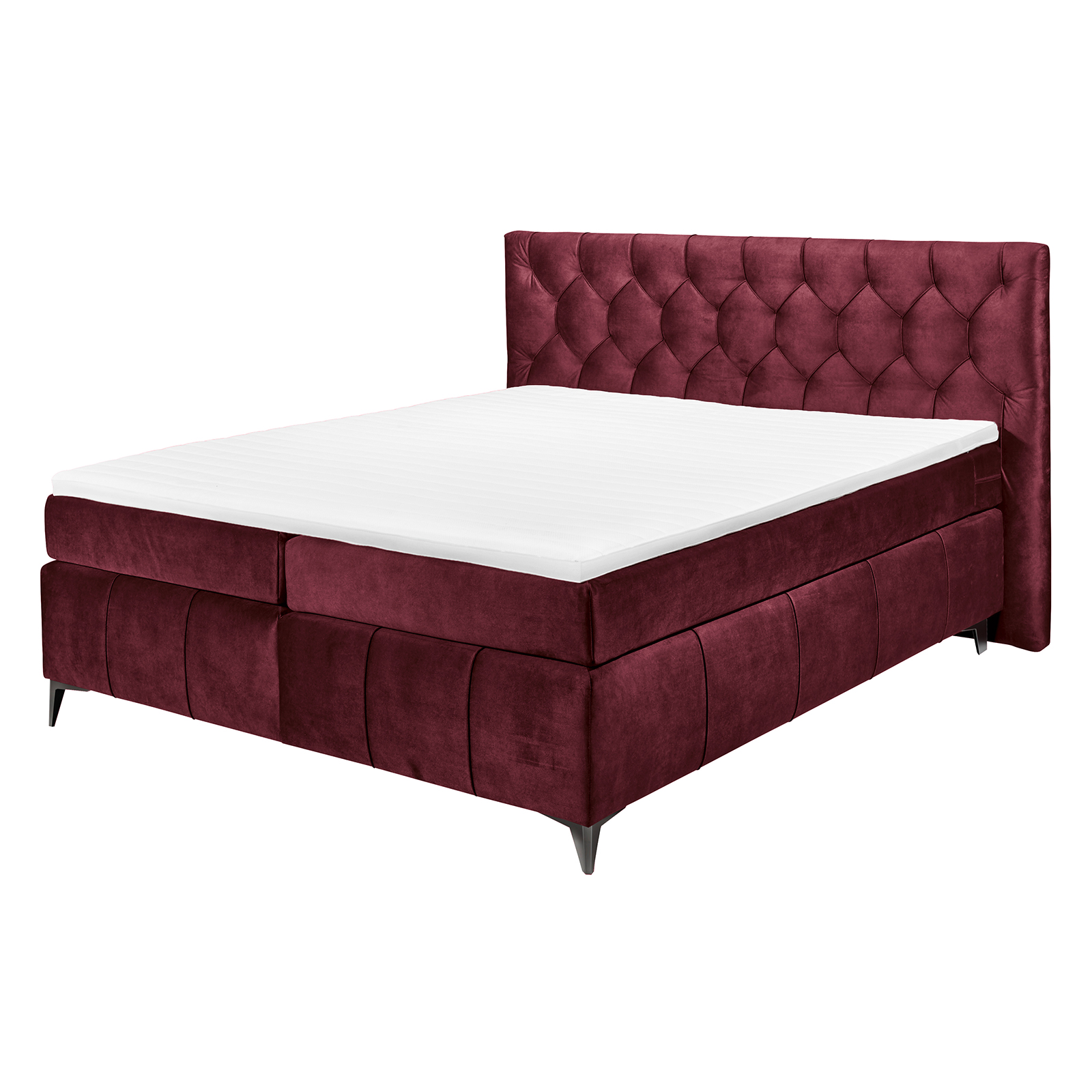  Boxspringbett - burgund - Tonnentaschenfederkern - H2 - 160x200 cm