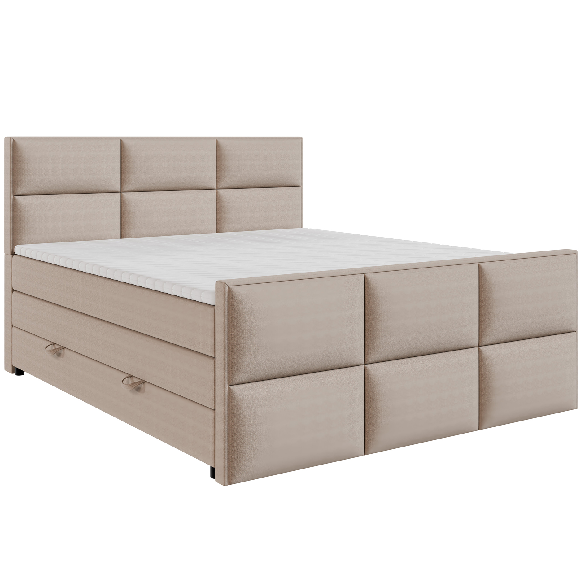 Boxspringbett - camel - Bettkasten - H3 - 140x200 cm