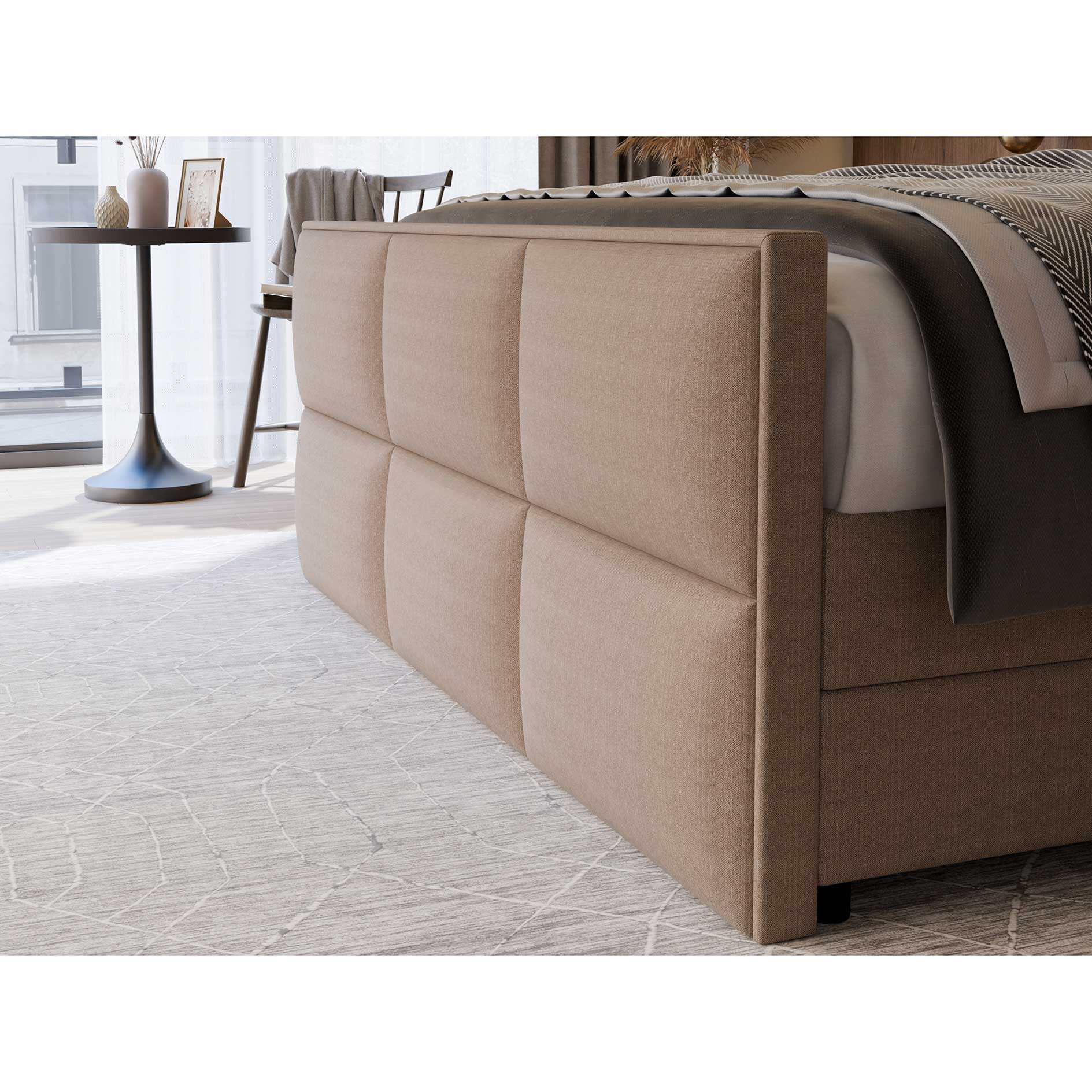 Boxspringbett - camel - Bettkasten - H3 - 180x200 cm