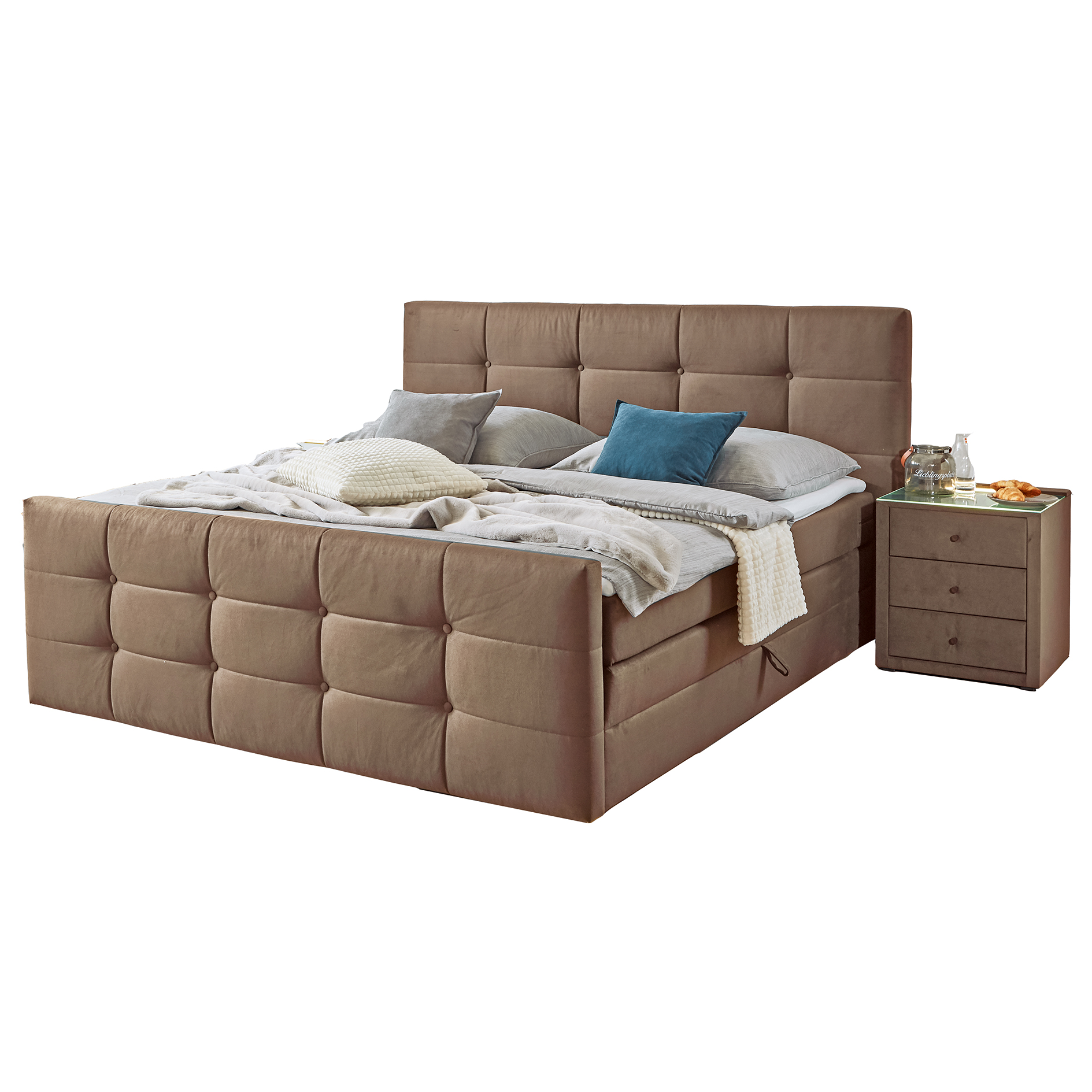 Boxspringbett - cappuccino - mit Bettkasten - H2 - 180x200 cm