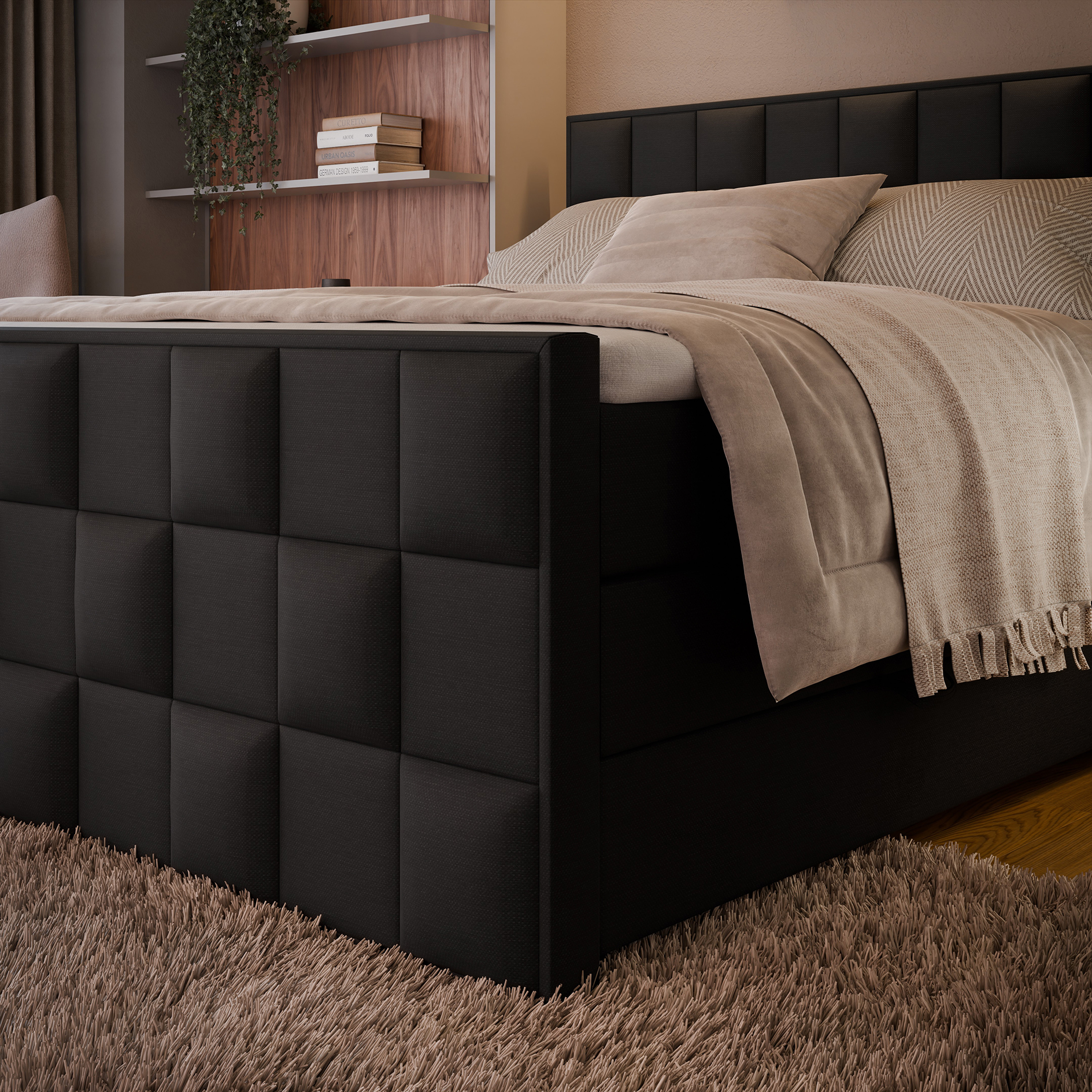 Boxspringbett - charcoal - H3 - 160x200 cm