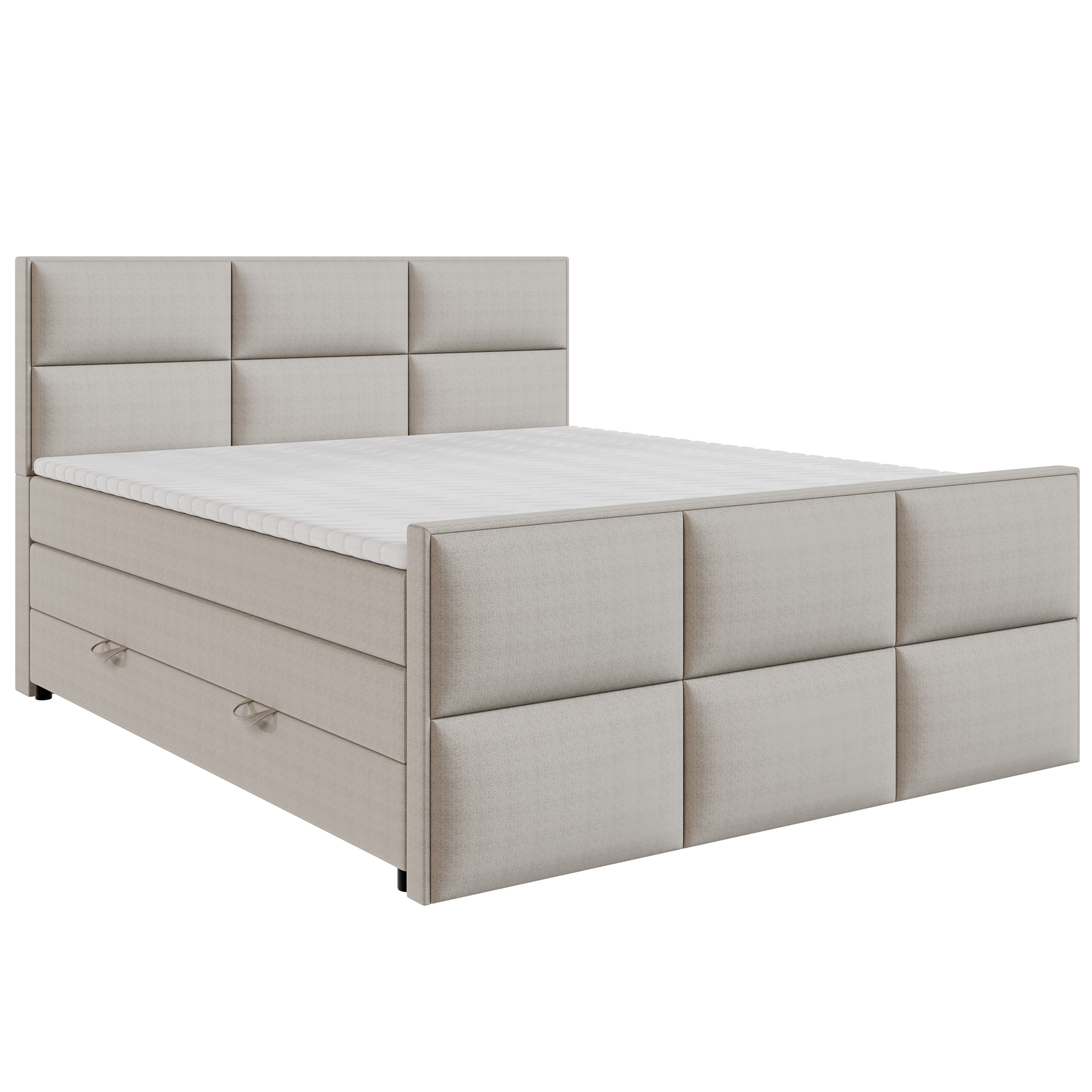 Boxspringbett - creme - Bettkasten - H3 - 140x200 cm