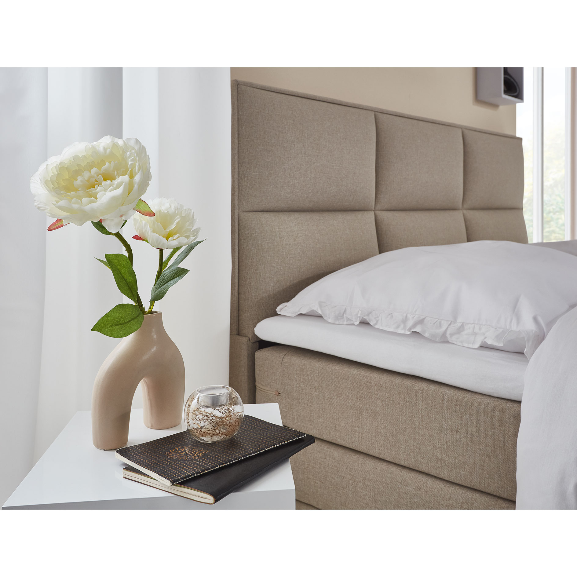 Boxspringbett - creme - Bettkasten - H3 - 180x200 cm