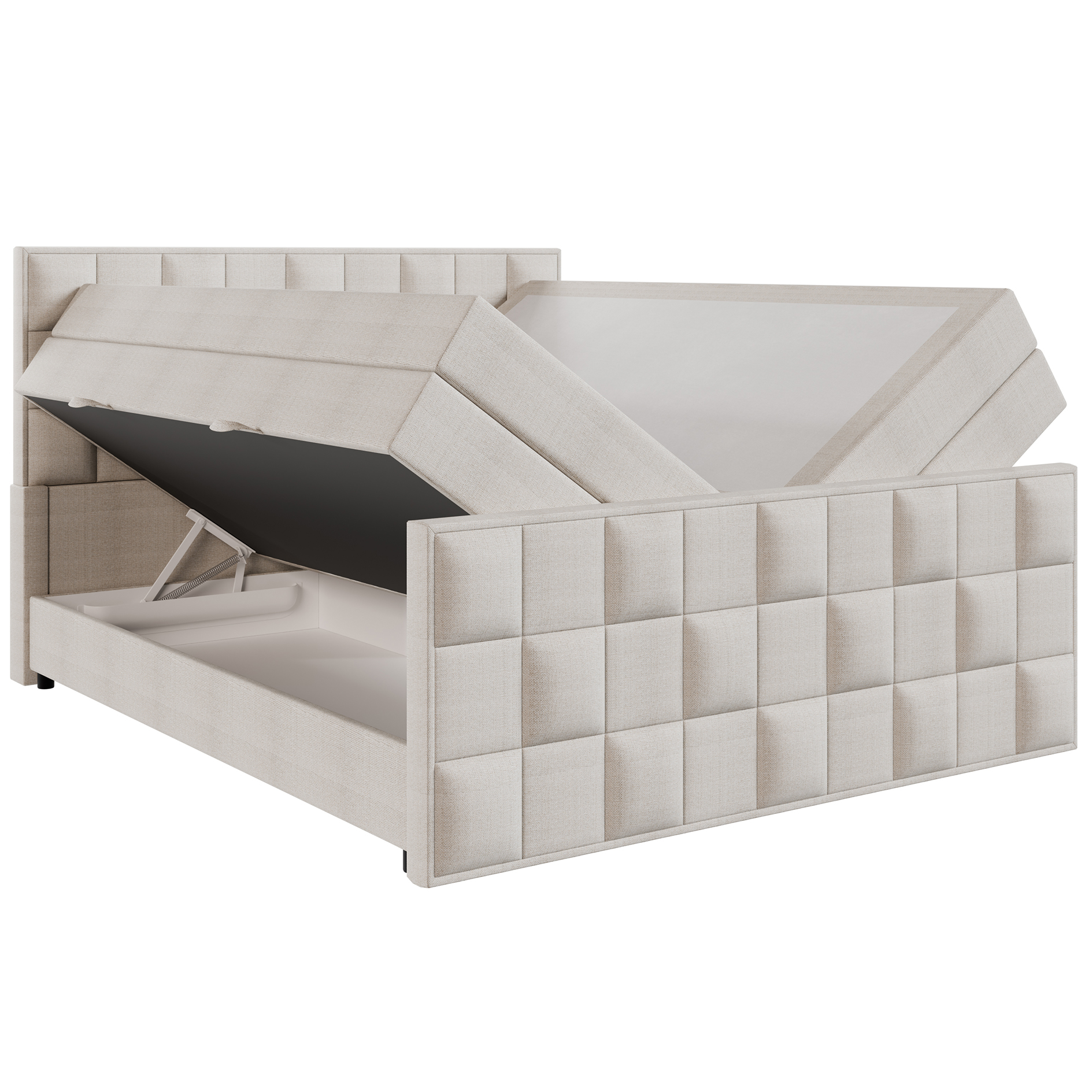 Boxspringbett - creme - H3 - 160x200 cm