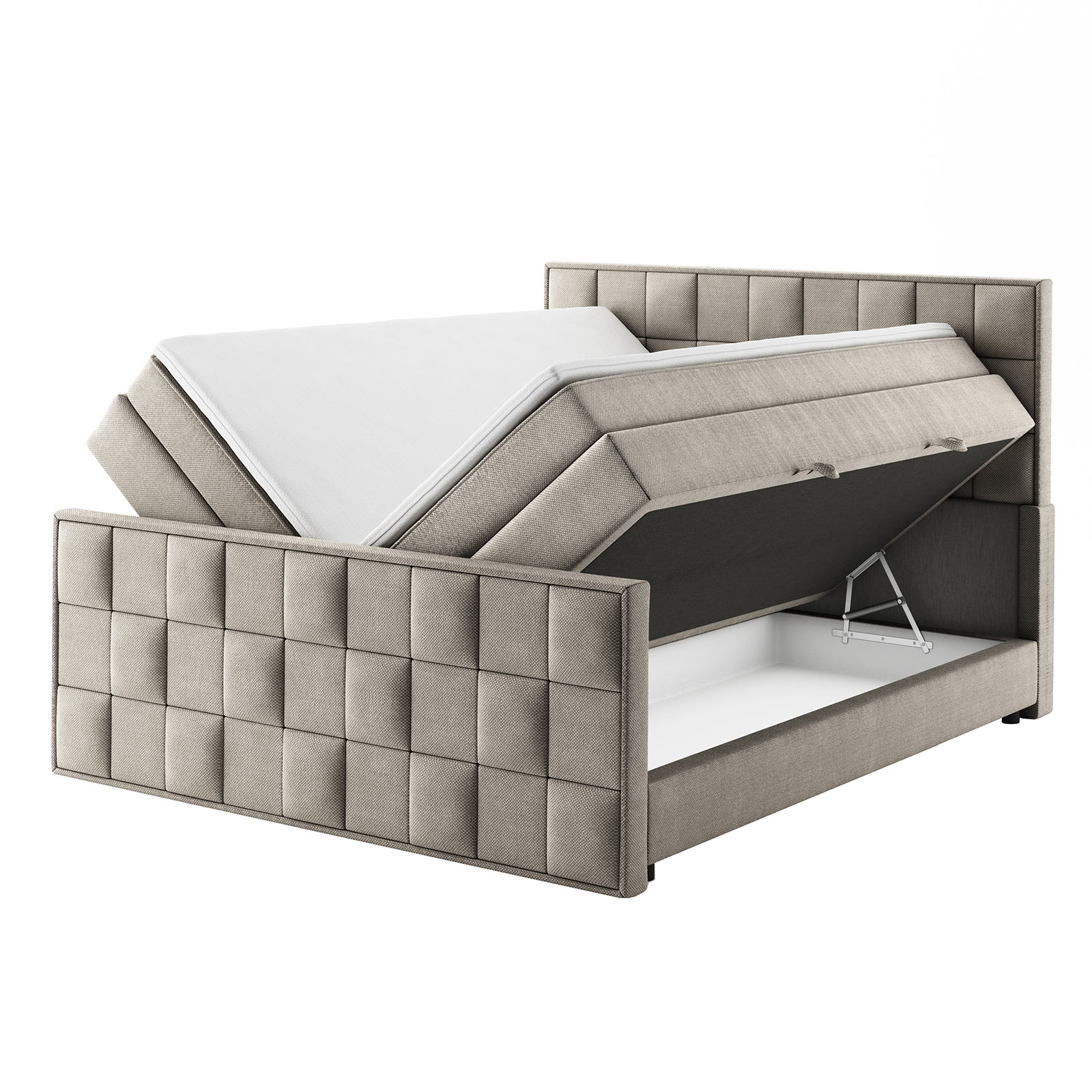 Boxspringbett - creme - H3 - 180x200 cm