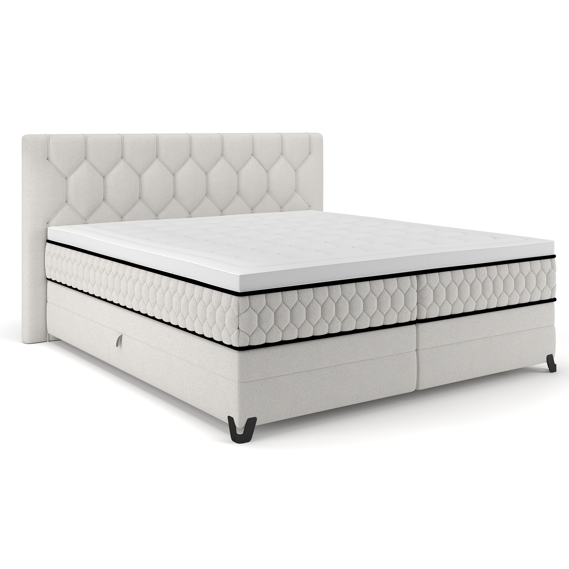 Boxspringbett - creme - mit Bettkasten - H2/H3 - 160x200 cm