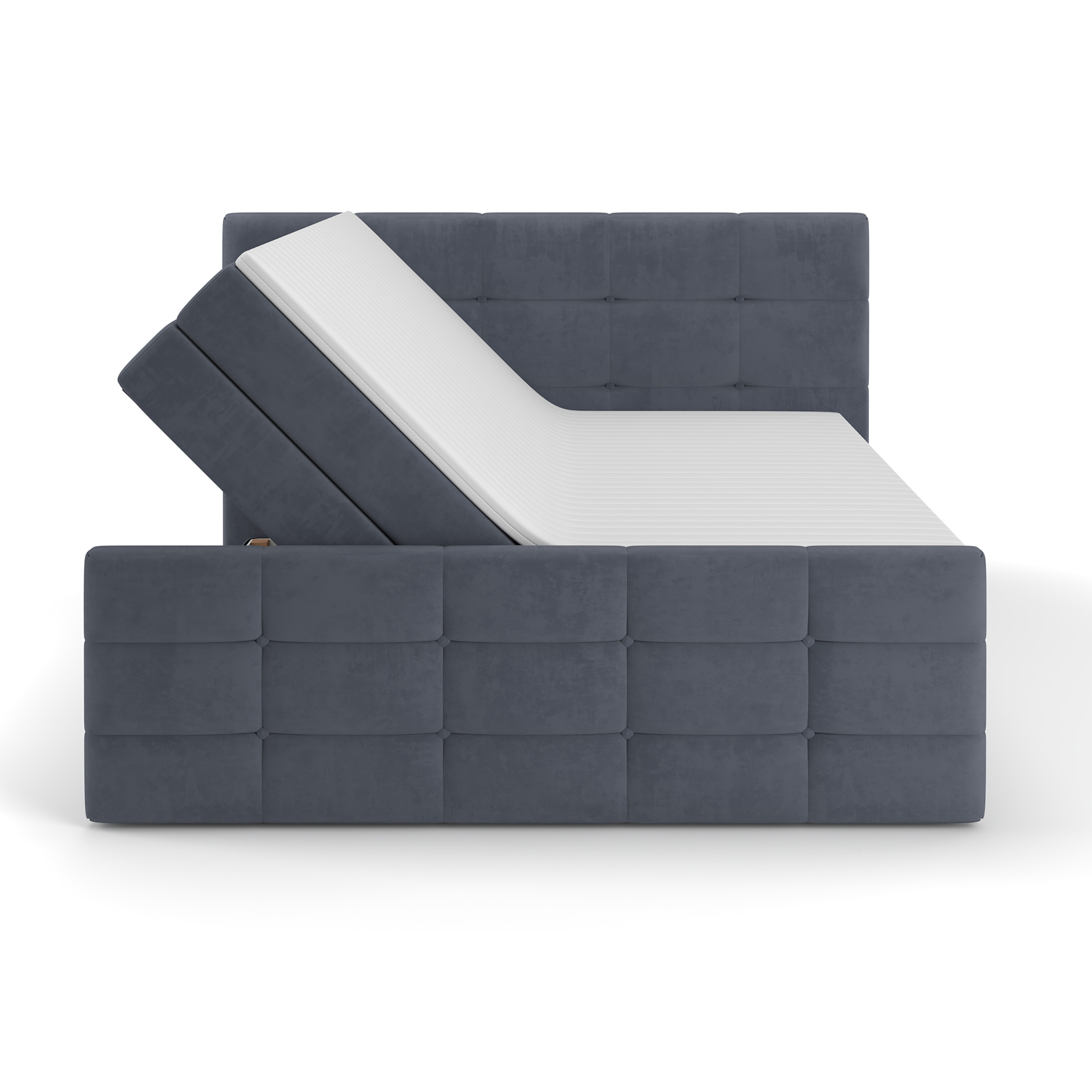 Boxspringbett - denim - mit Bettkasten - H2 - 160x200 cm