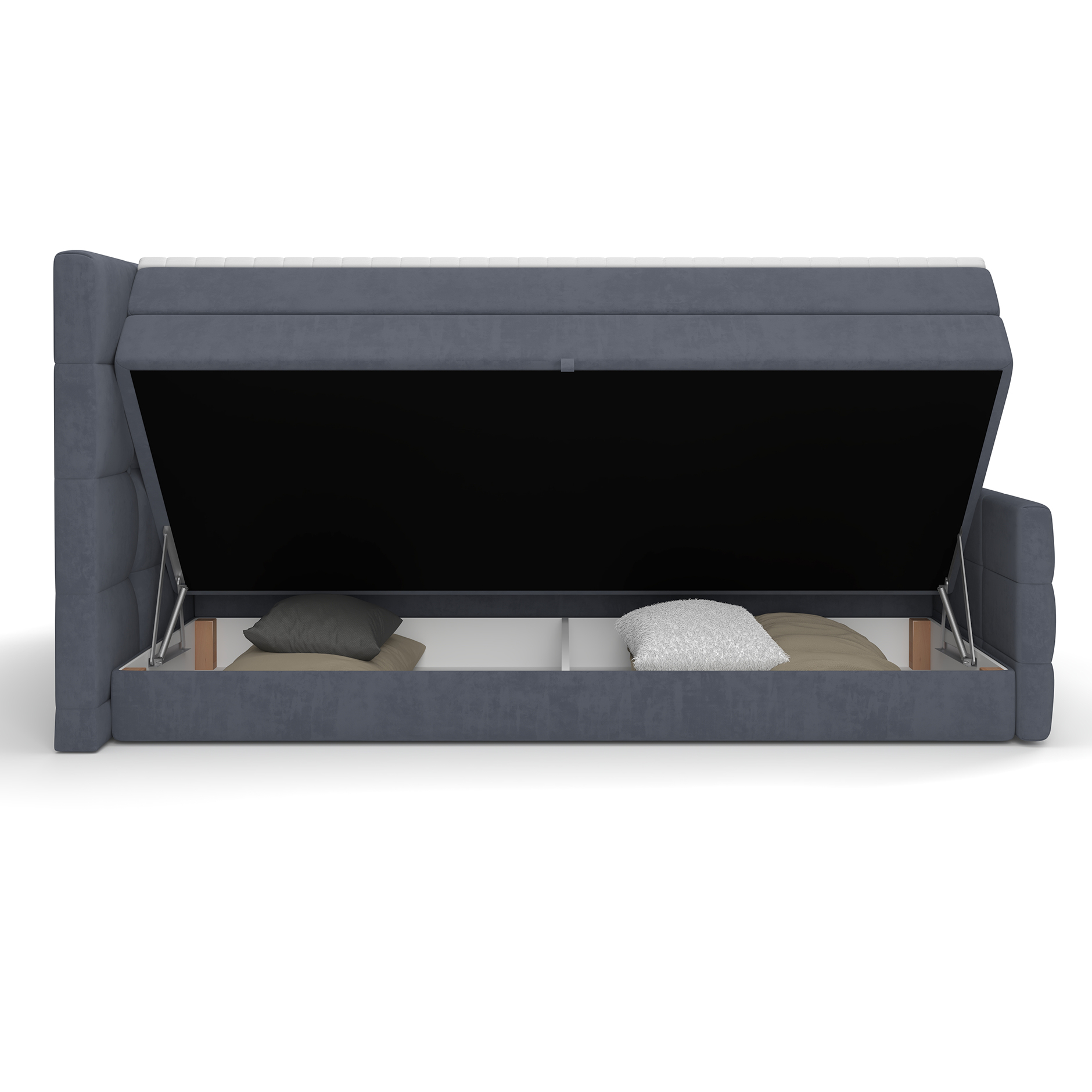Boxspringbett - denim - mit Bettkasten - H2 - 160x200 cm