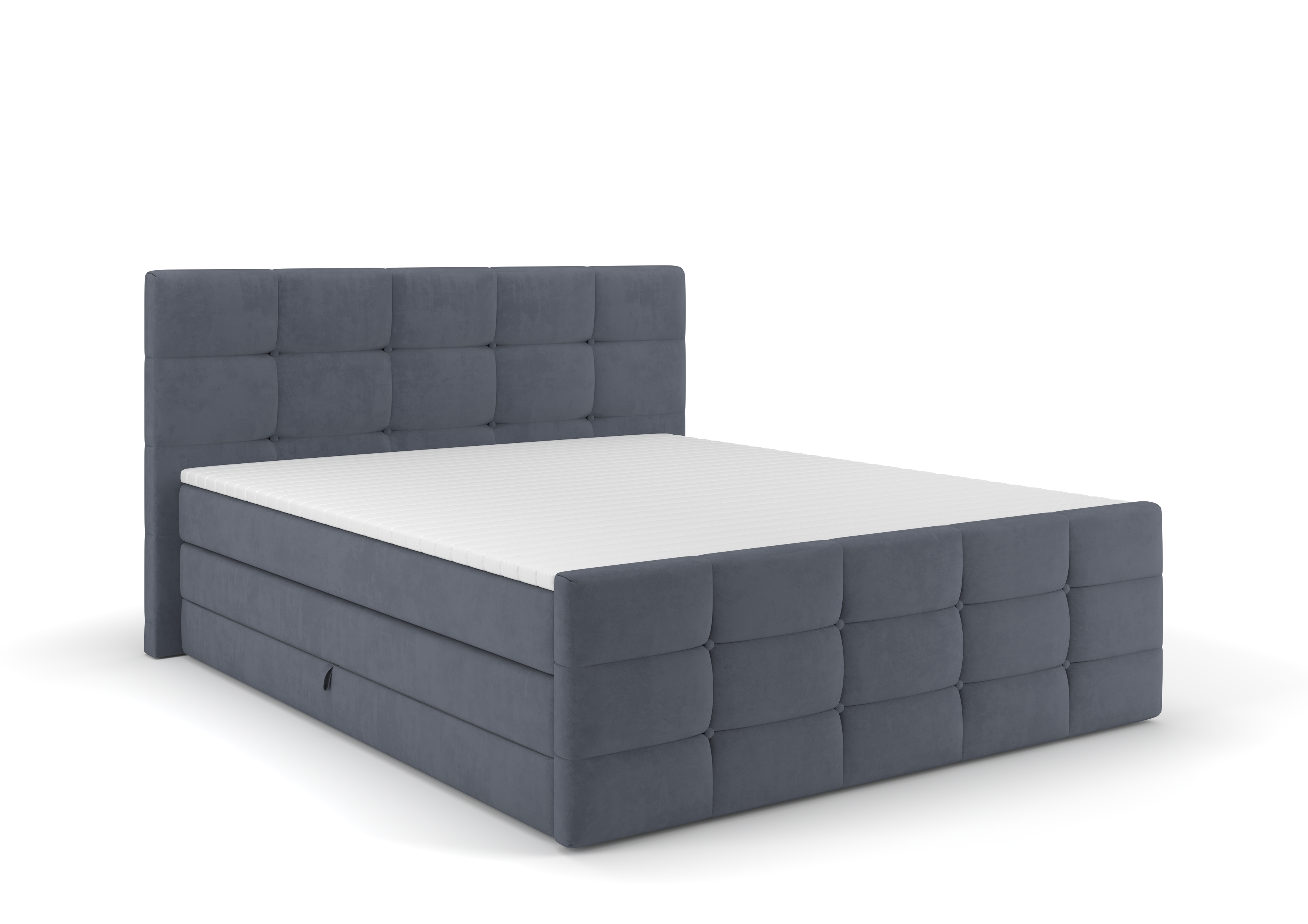 Boxspringbett - denim - mit Bettkasten - H2 - 160x200 cm