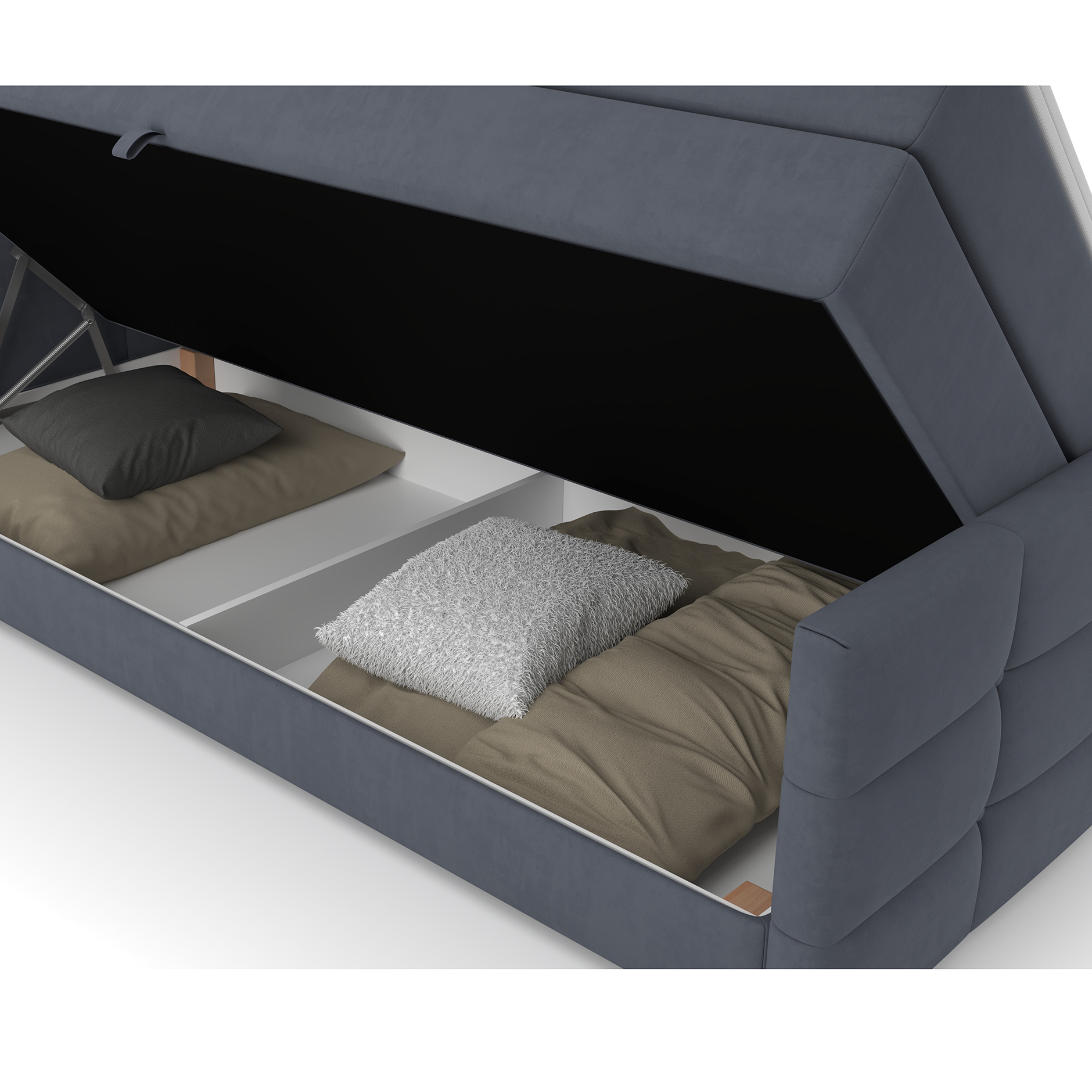 Boxspringbett - denim - mit Bettkasten - H2 - 160x200 cm