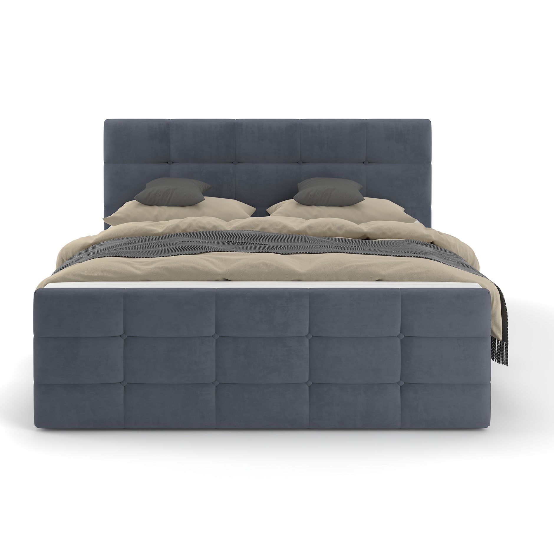 Boxspringbett - denim - mit Bettkasten - H2 - 180x200 cm