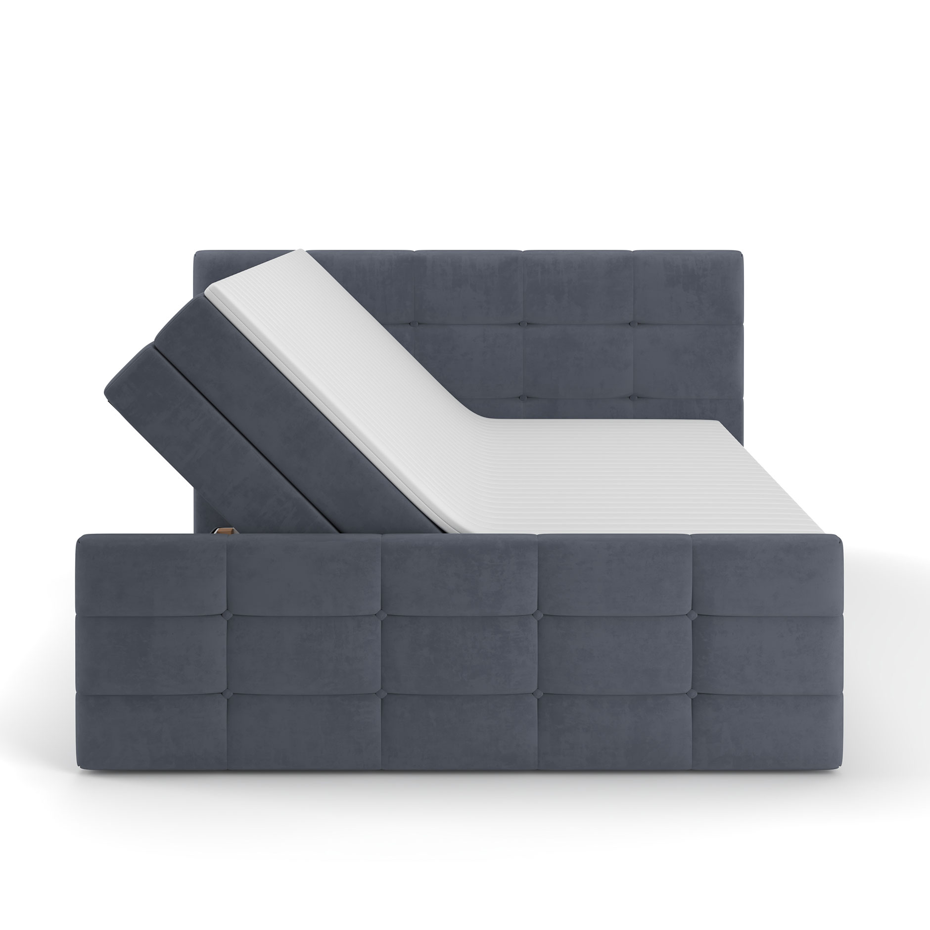 Boxspringbett - denim - mit Bettkasten - H2 - 180x200 cm