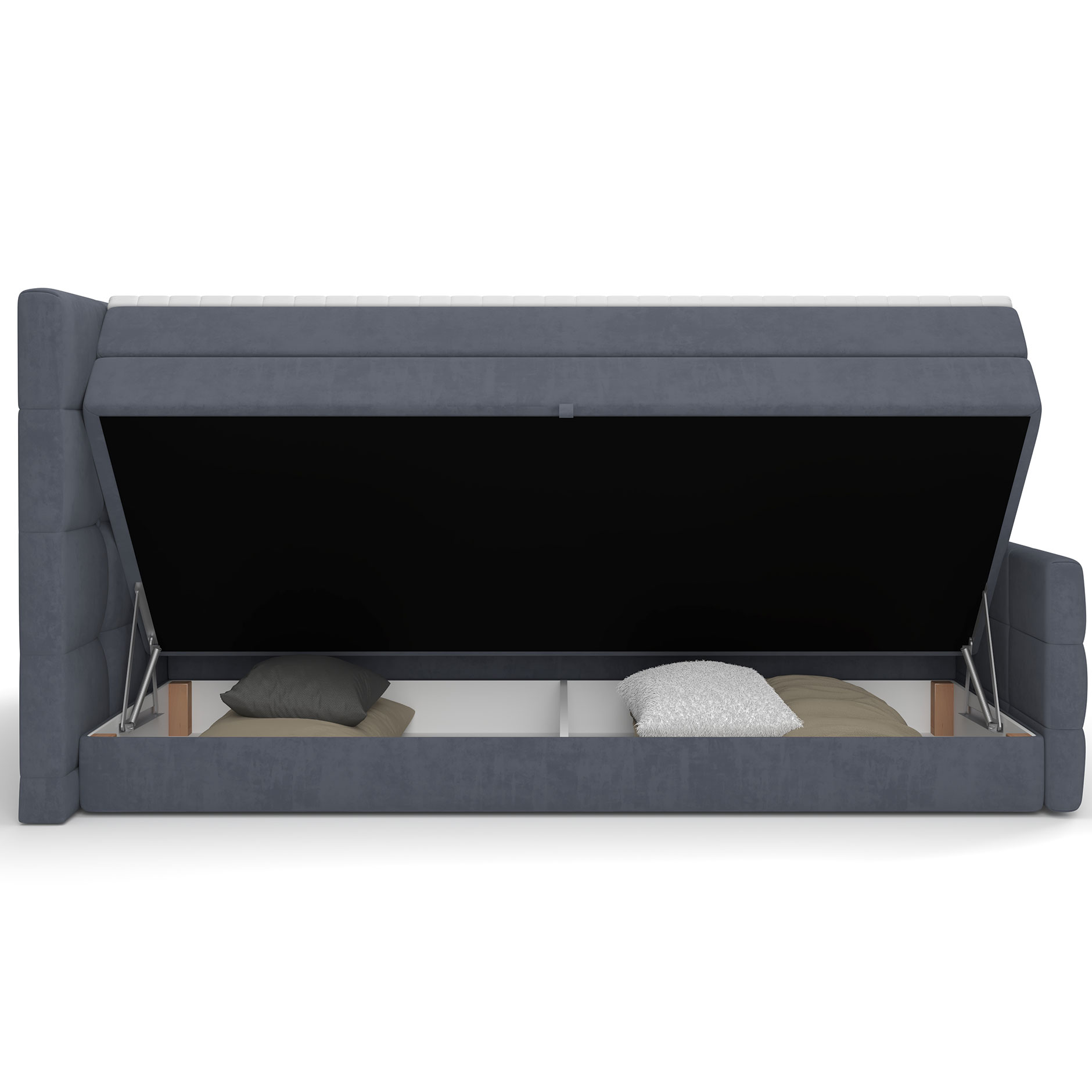 Boxspringbett - denim - mit Bettkasten - H2 - 180x200 cm